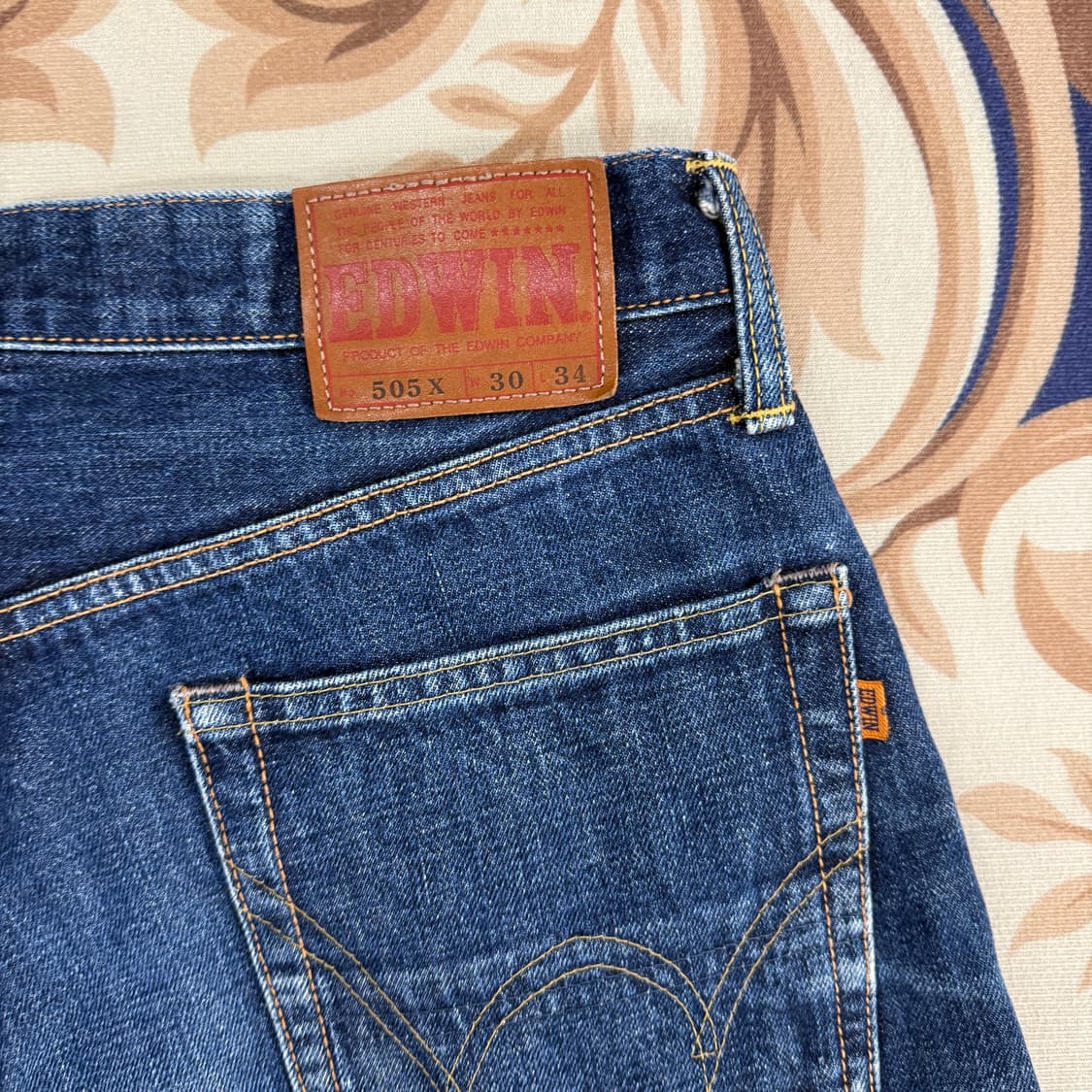 (30)JPN 에드윈 EDWIN 505 워싱데미지 셀비지 데님팬츠 상품이미지6