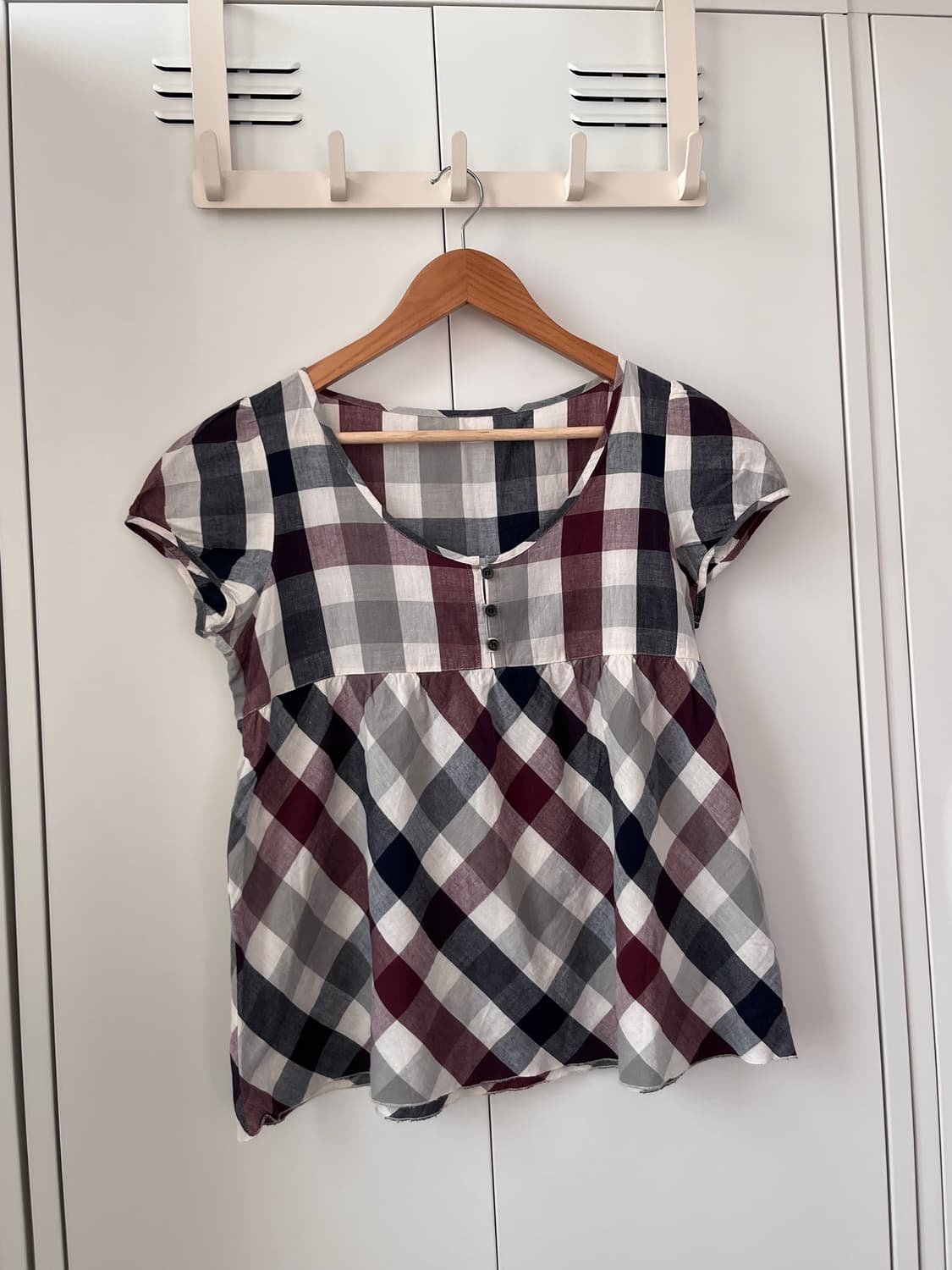 Patty perry 체크 패턴 캡소매 블라우스 상품이미지5