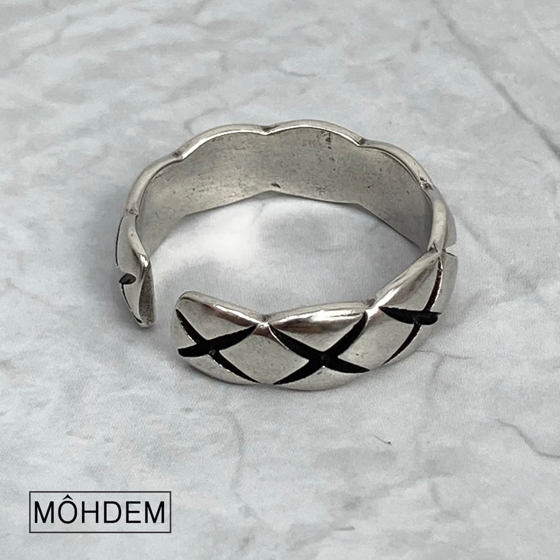 [Unisex] Coco 엠보 체크 실버 반지 상품이미지8