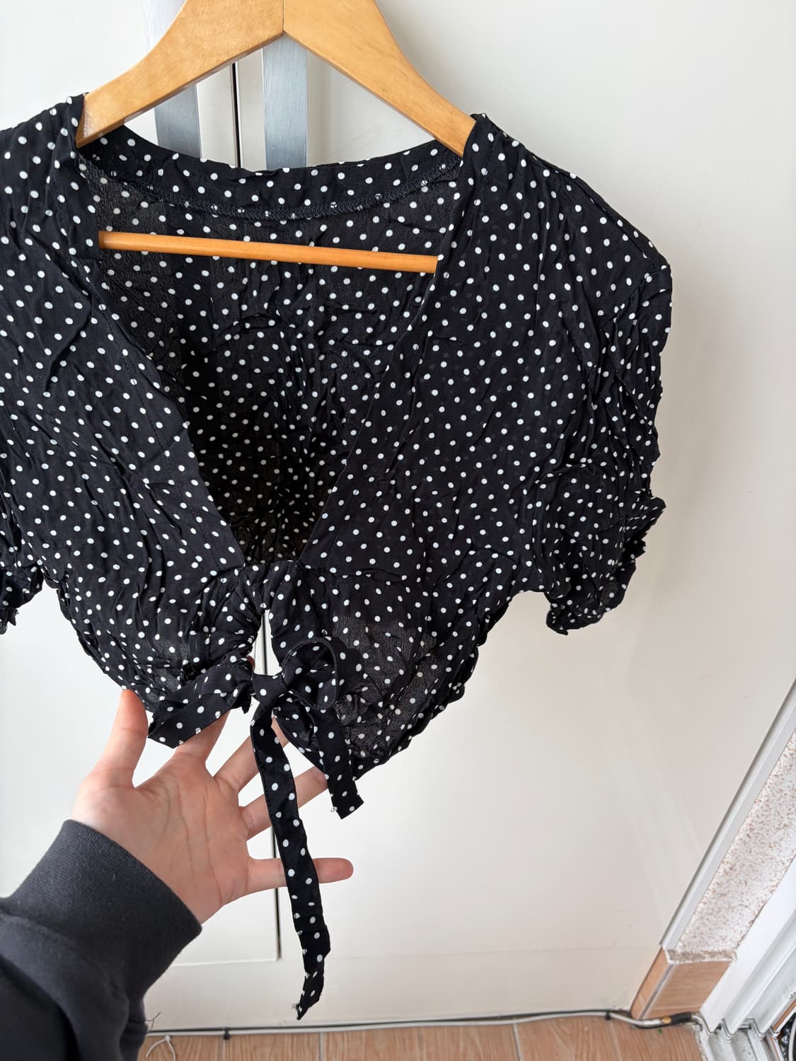 도트 크롭 쉬폰 가디건 상품이미지3