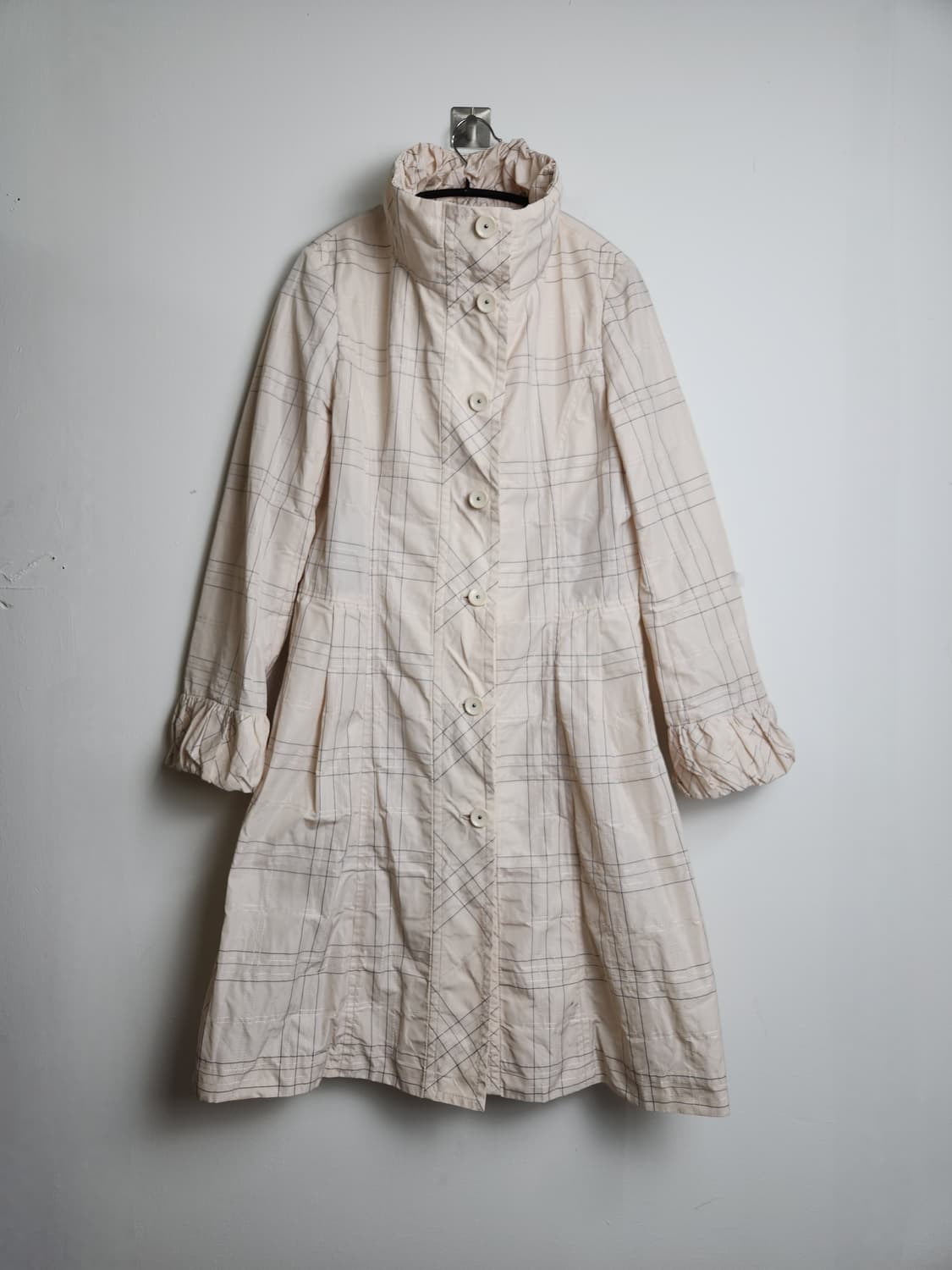 (Hiroko Bis)체크 스티치 롱 자켓 상품이미지7