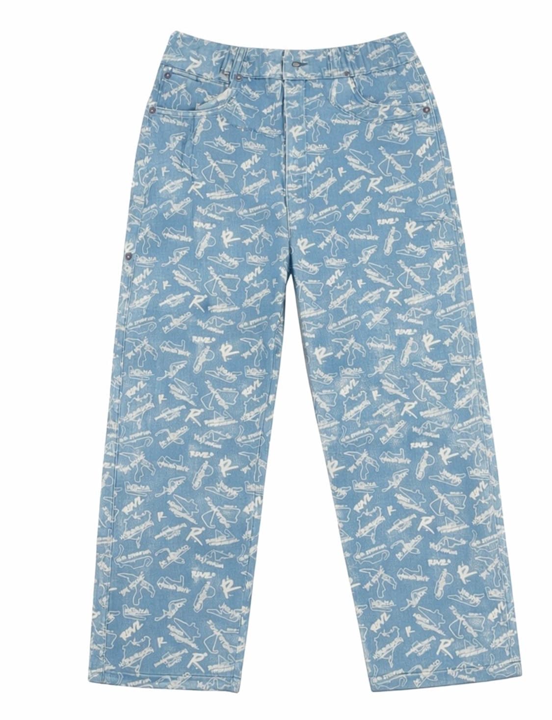 [L] 슈프림st 패턴 빈티지 스트레이트데님팬츠  상품이미지1