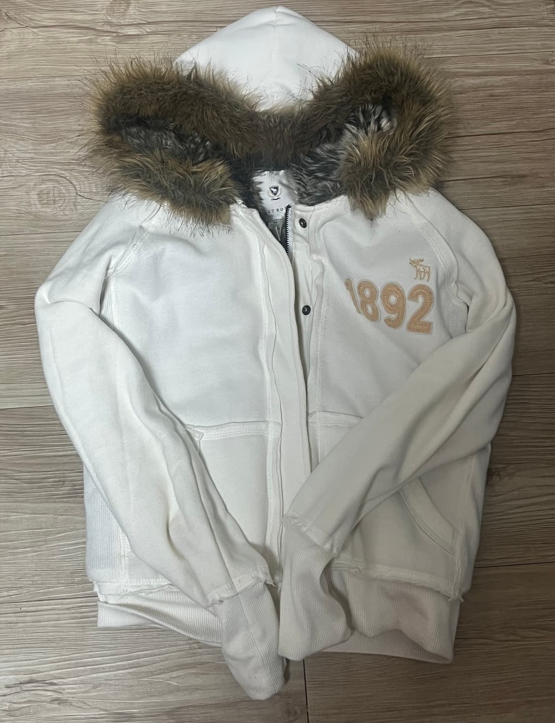 아베크롬비 퍼 후드집업 화이트 상품이미지1