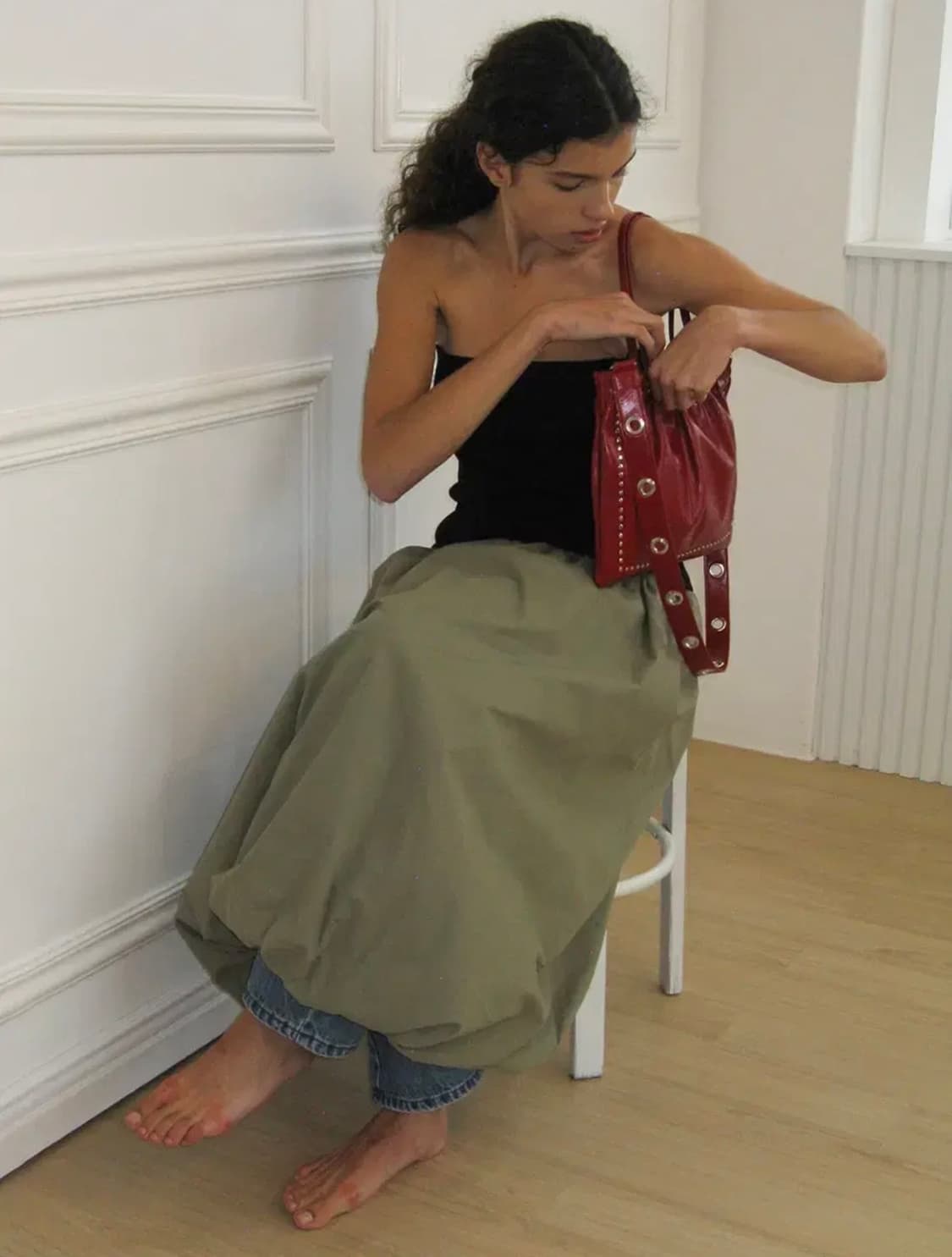 파르티멘토 우먼 2WAY PUFF MAXI SKIRT_LIGHT KHAK 상품이미지1