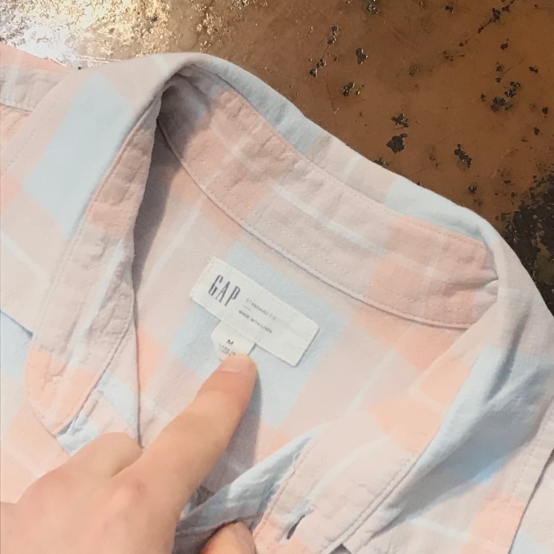 Gap 갭 베이지 블루 체크 린넨 혼방 셔츠 남성 102 여성 루즈핏 상품이미지4