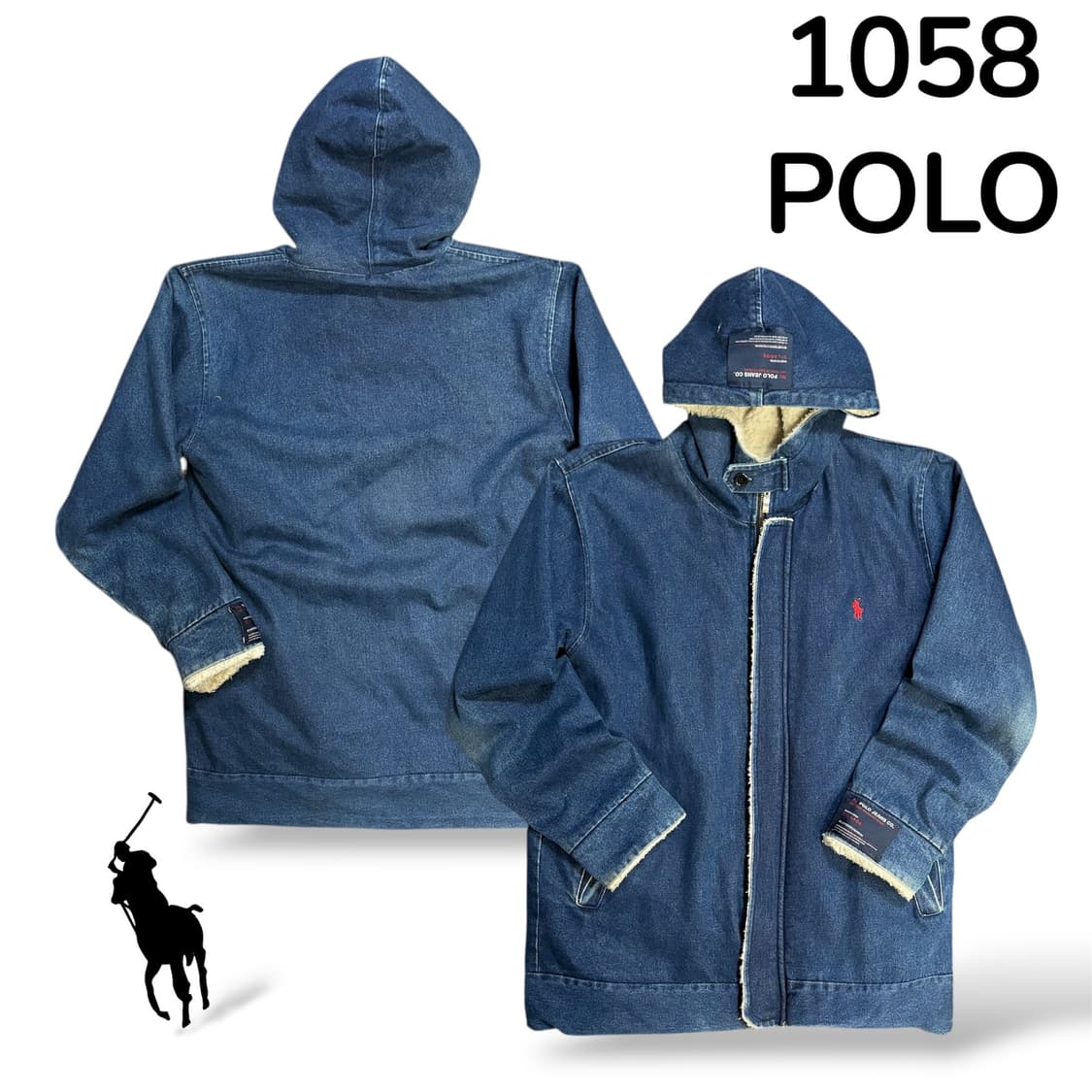폴로 양털후드 청자켓 블루종 XL 상품이미지1