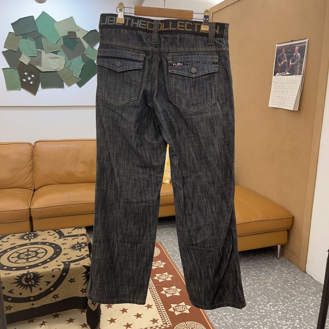 푸부 올드스쿨 레트로 스트릿 힙합 레터링 데님팬츠 30인치 C08748 상품이미지4