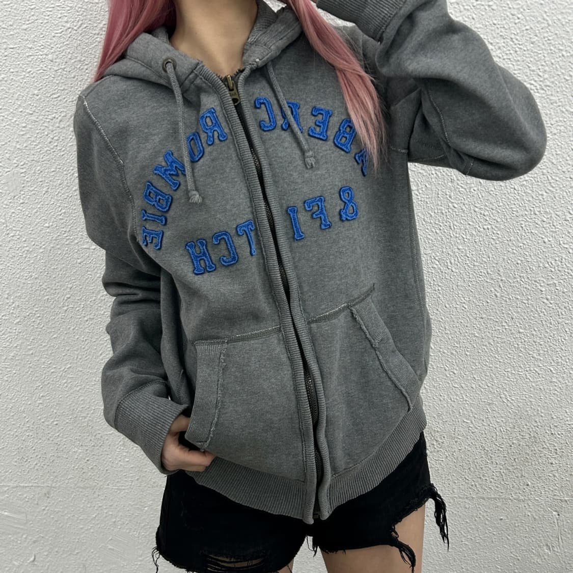 아베크롬비 블루 센터로고 차콜 후드집업 M 상품이미지1