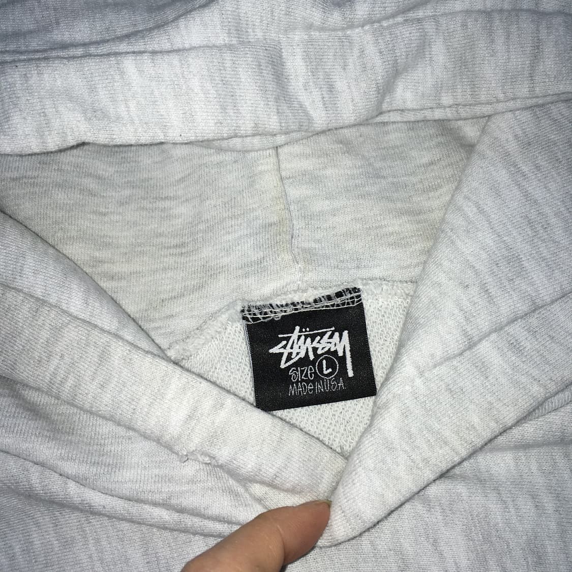 투티/0407 스투시 후드티 화이트 멜란지 주사위 로고 프린팅 L 상품이미지4