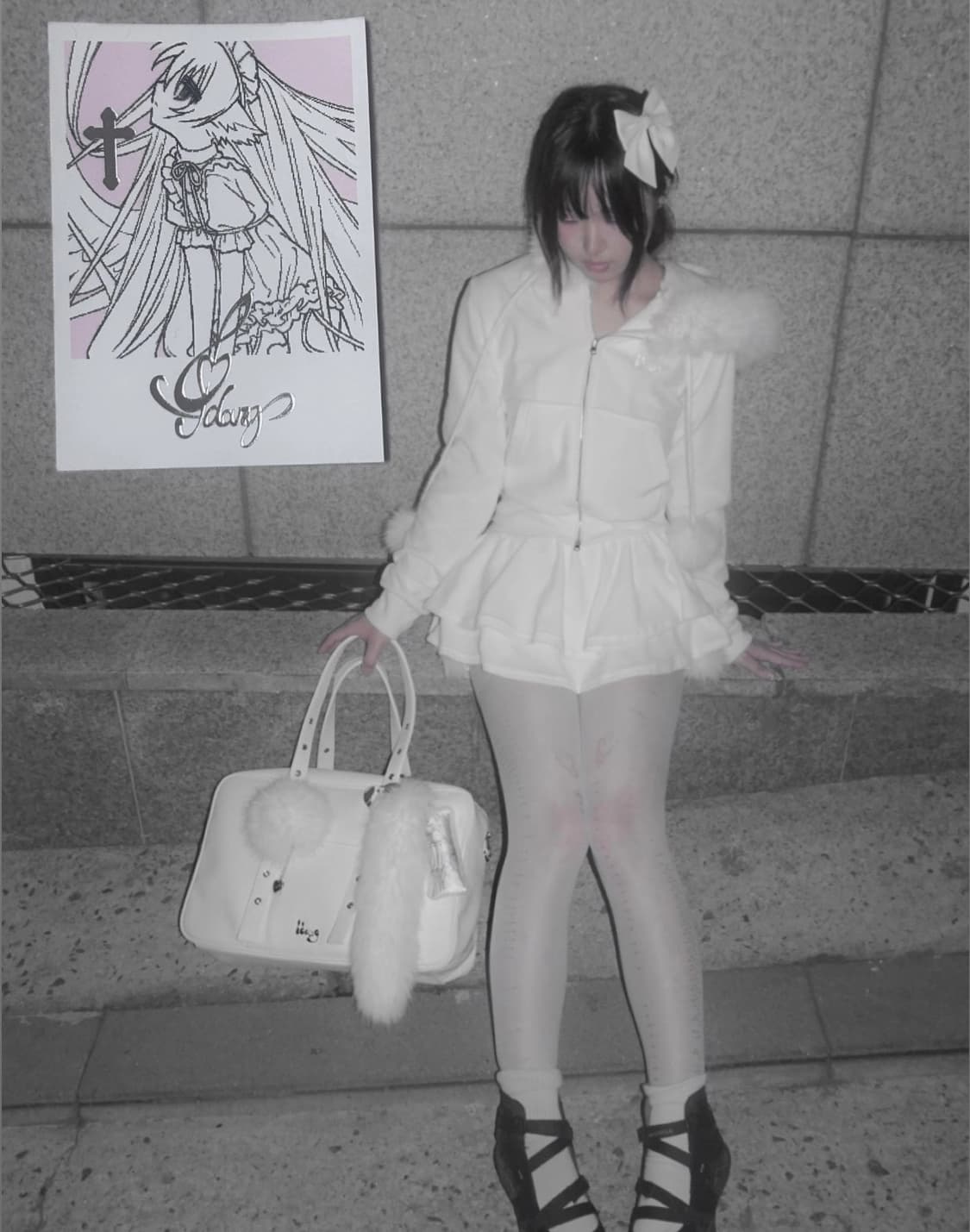 달천깔 아이당클럽 퍼 벨벳 후드집업+스커트 셋업 상품이미지1