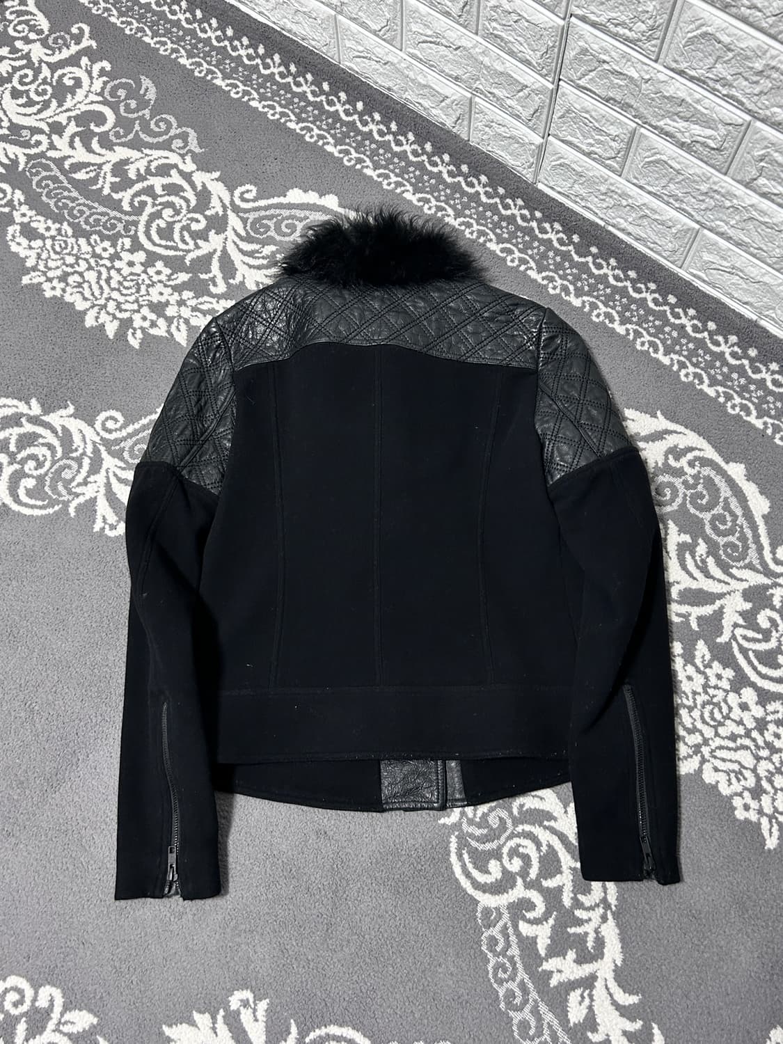 띠어리 울 × 레더 퍼 카라 자켓 상품이미지6