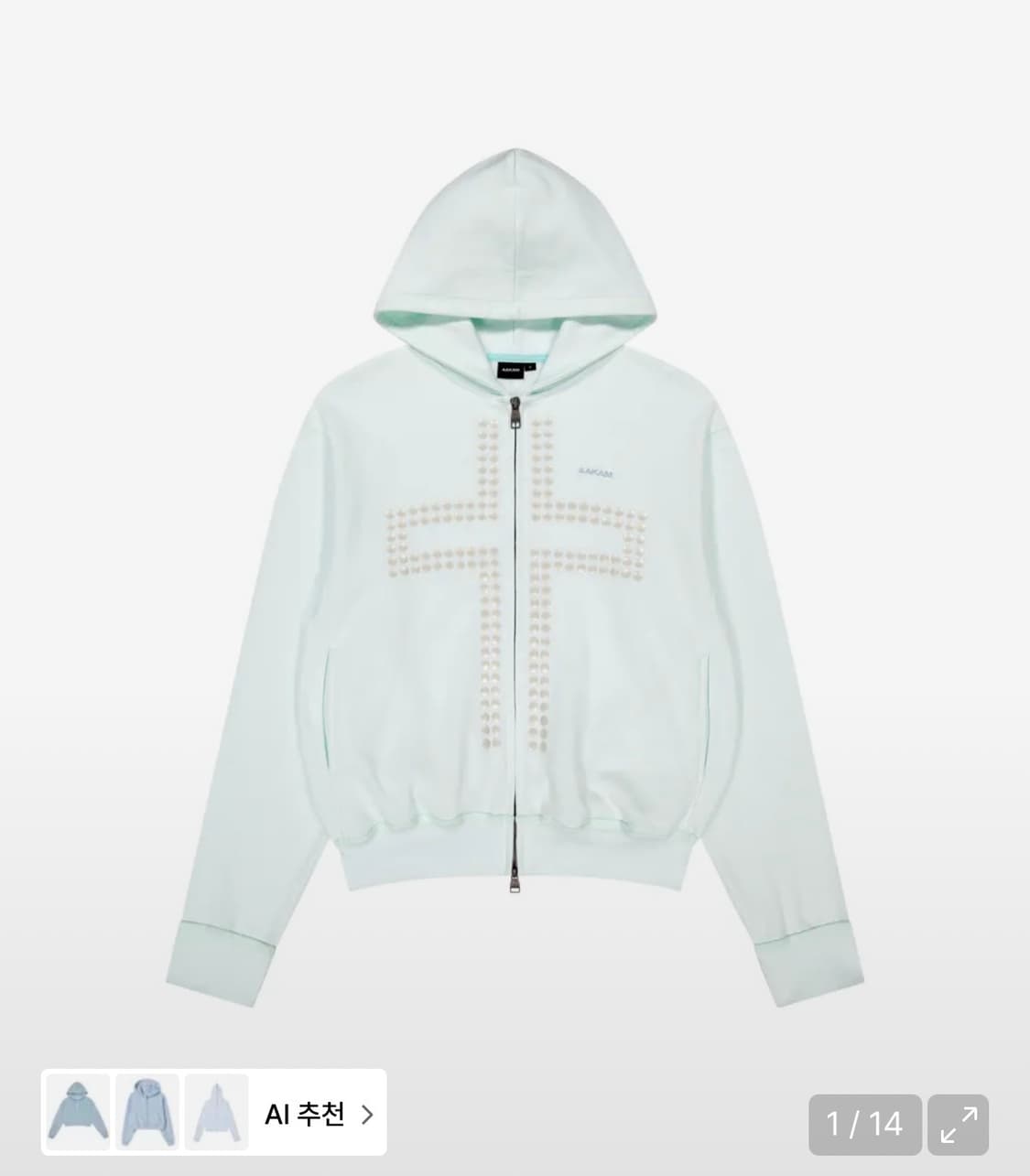 아캄 크로스라인스톤 십자가 후드집업 새상품 1사이즈 상품이미지1