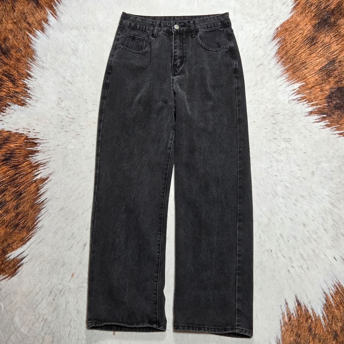 빈티지 그레이 흑청 데님 와이드팬츠 상품이미지1