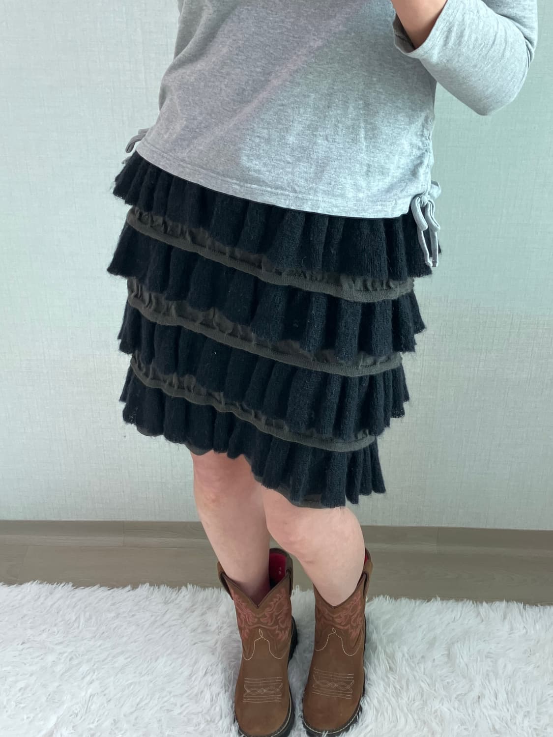 jpn vintage 차콜 블랙 레이스 미니스커트 y2k 스트릿 갸루 펑 상품이미지3