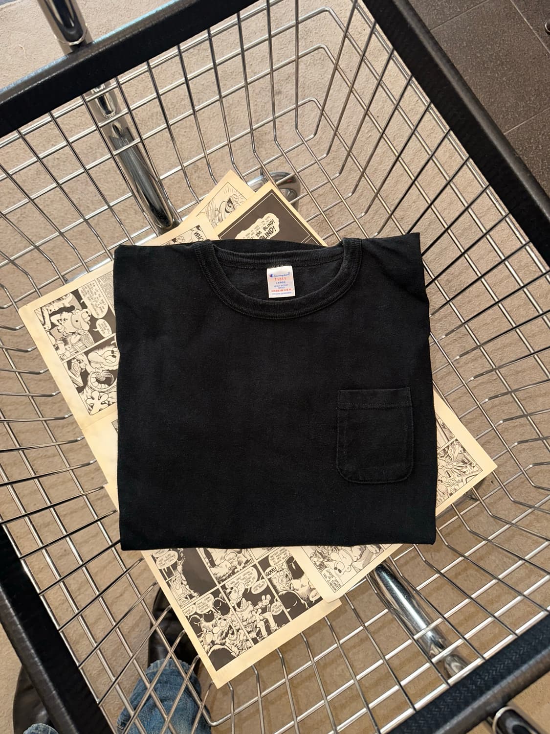 Champion T1011 black pocekt T-shirt 상품이미지1