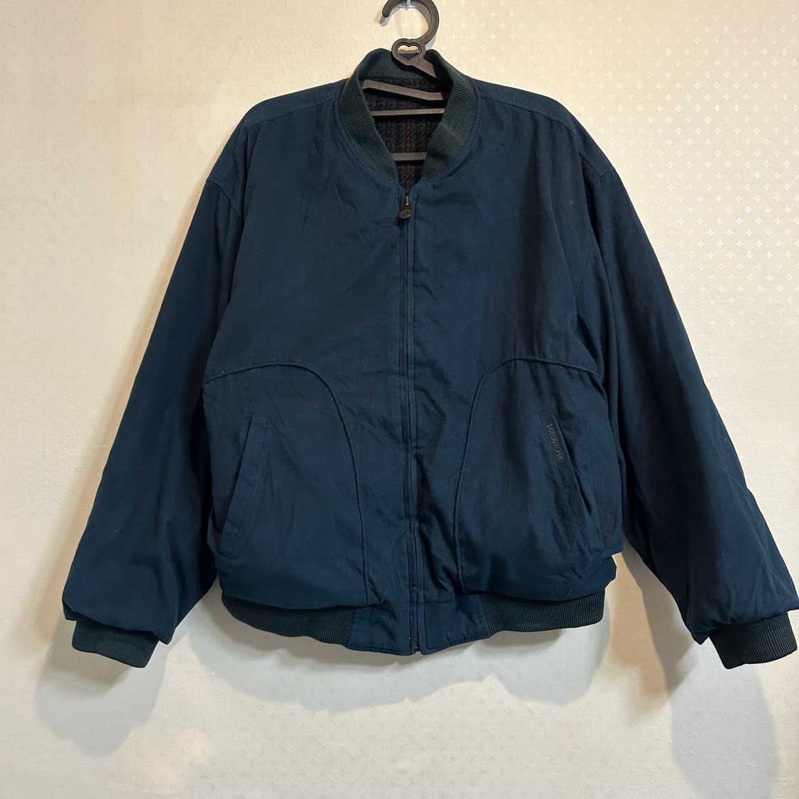 런던포그 리버시블 스웨이드 울 체크 블루종 자켓 점퍼 100 L  상품이미지5