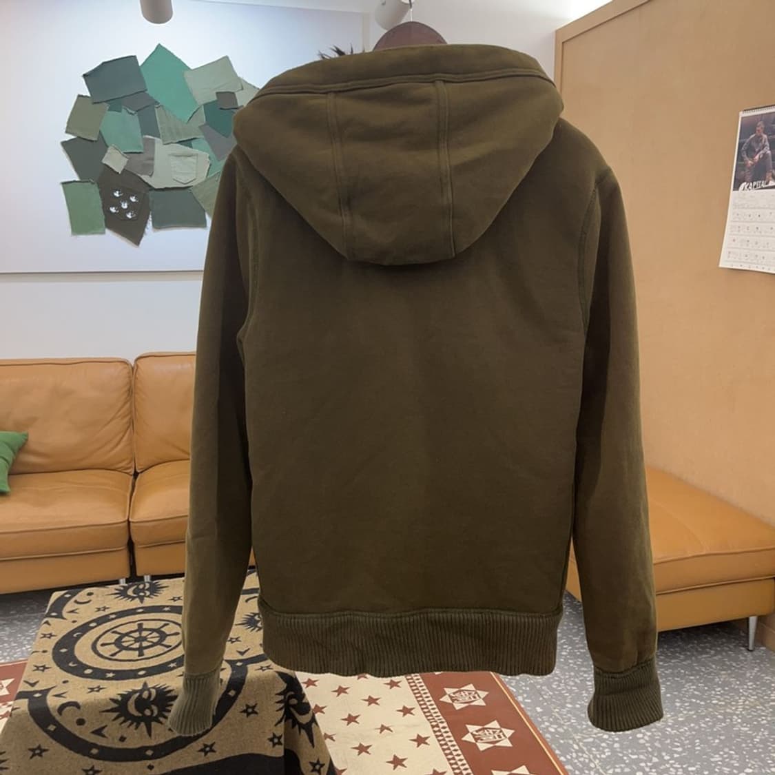 아베크롬비 울프죠 희귀 Y2K 카키 양털 후드집업 L C0869 상품이미지4
