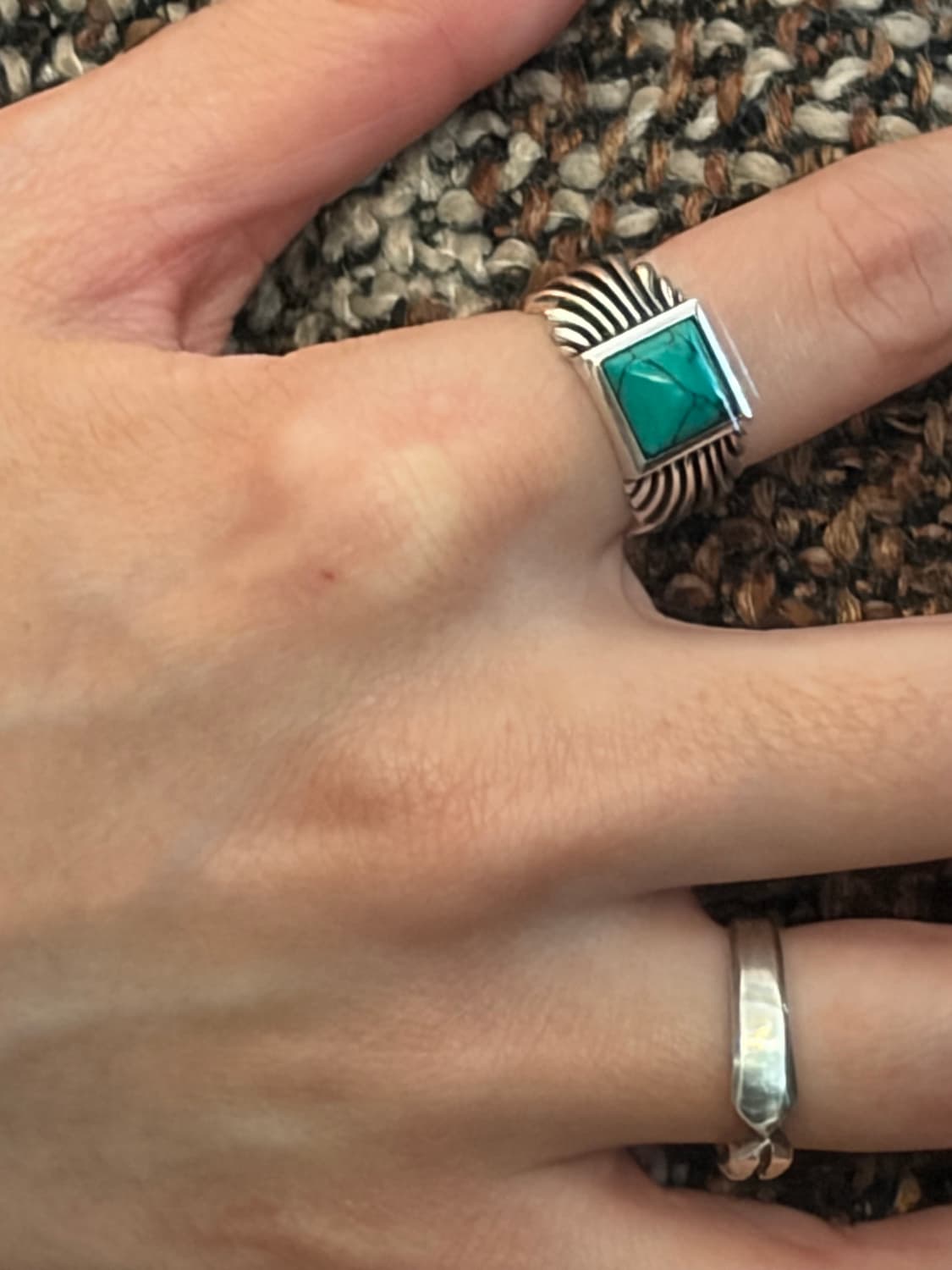 [남/여]터키석 스퀘어 실버 925 링 상품이미지6