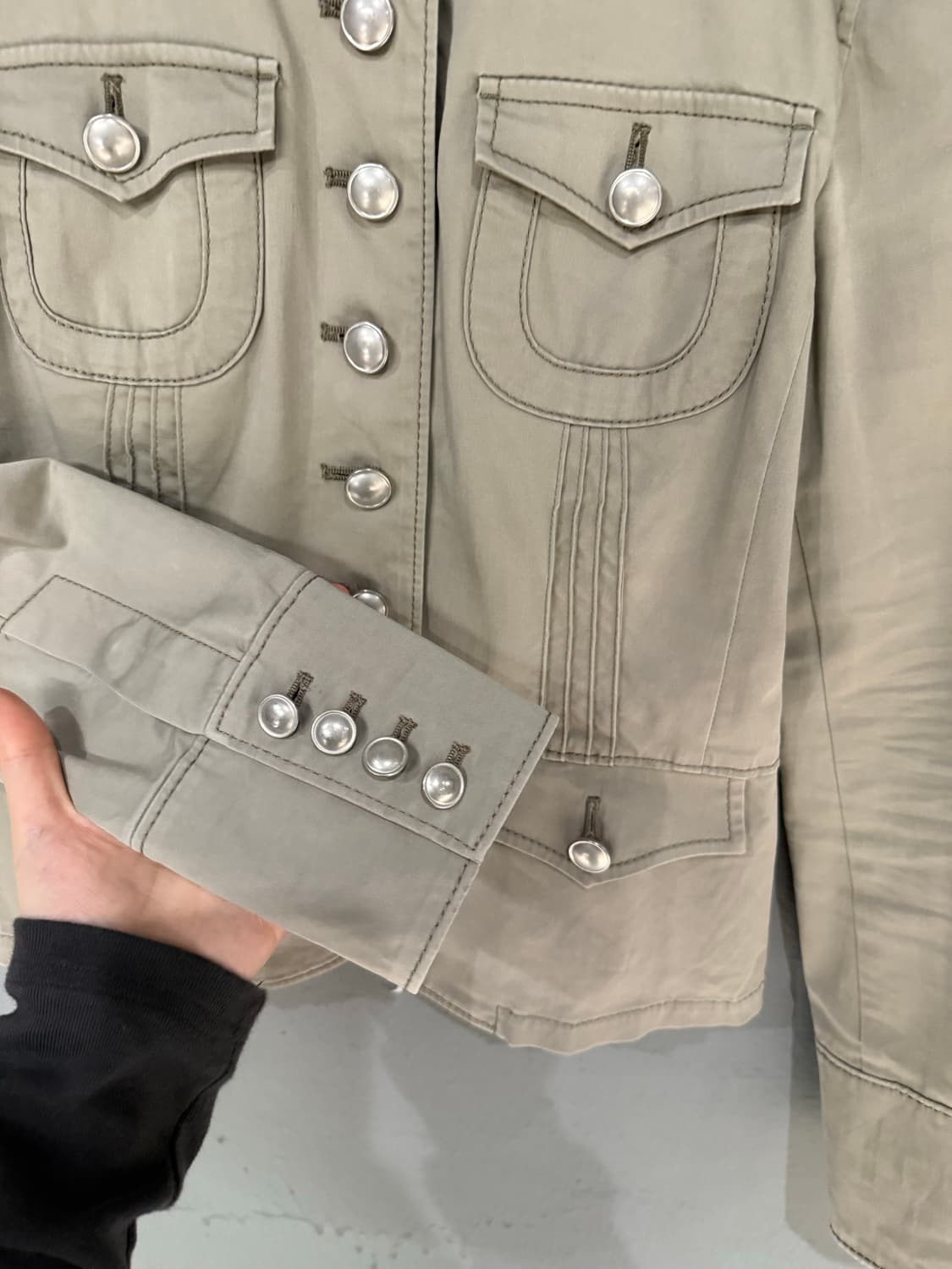 button-up pocket detail non-collar jk 상품이미지7