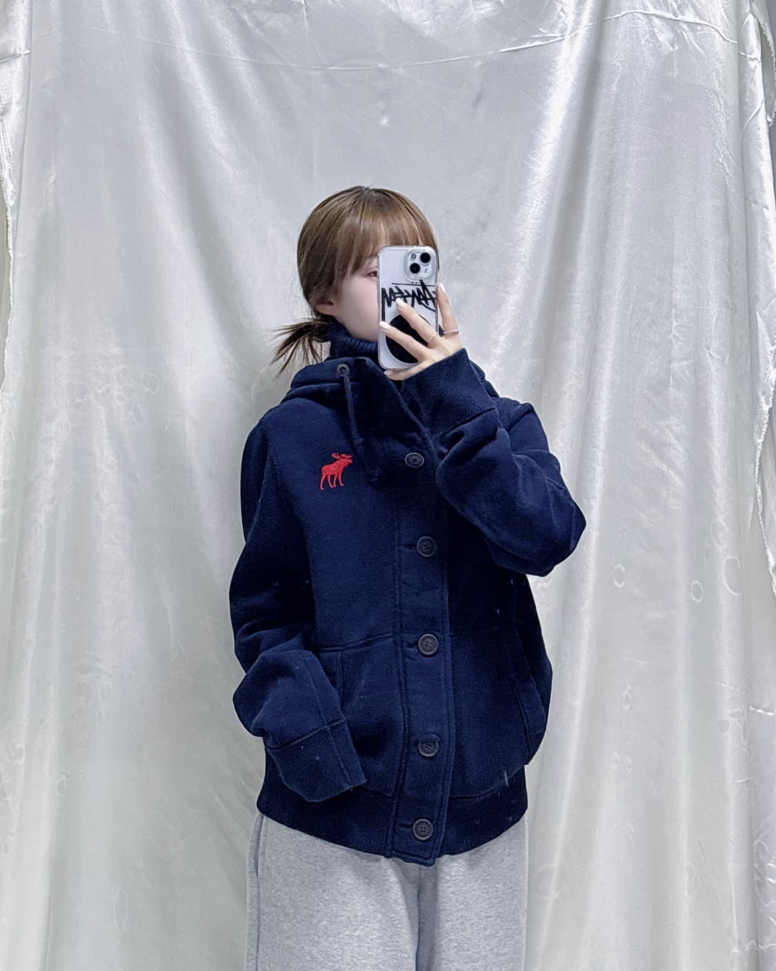 아베크롬비 네이비 누빔 후드 자켓  상품이미지1