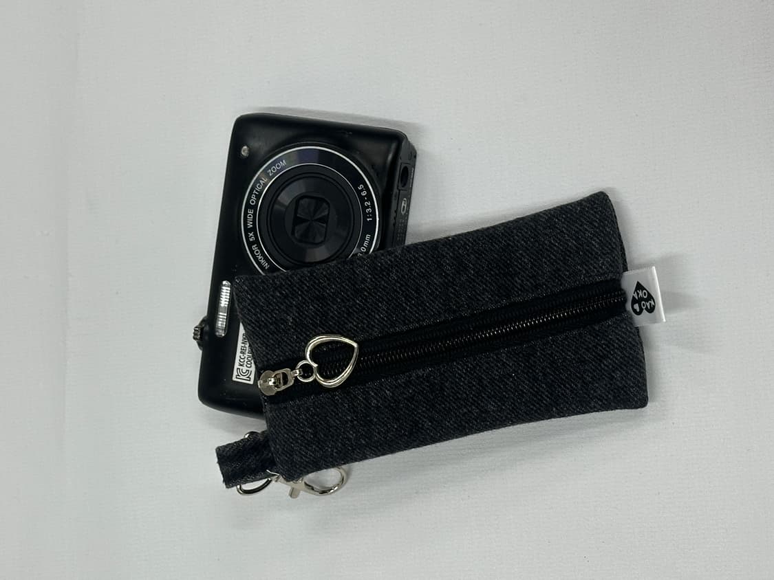 Y2K 흑청 데님 핸드메이드 그레이별 립 키링 파우치 상품이미지2