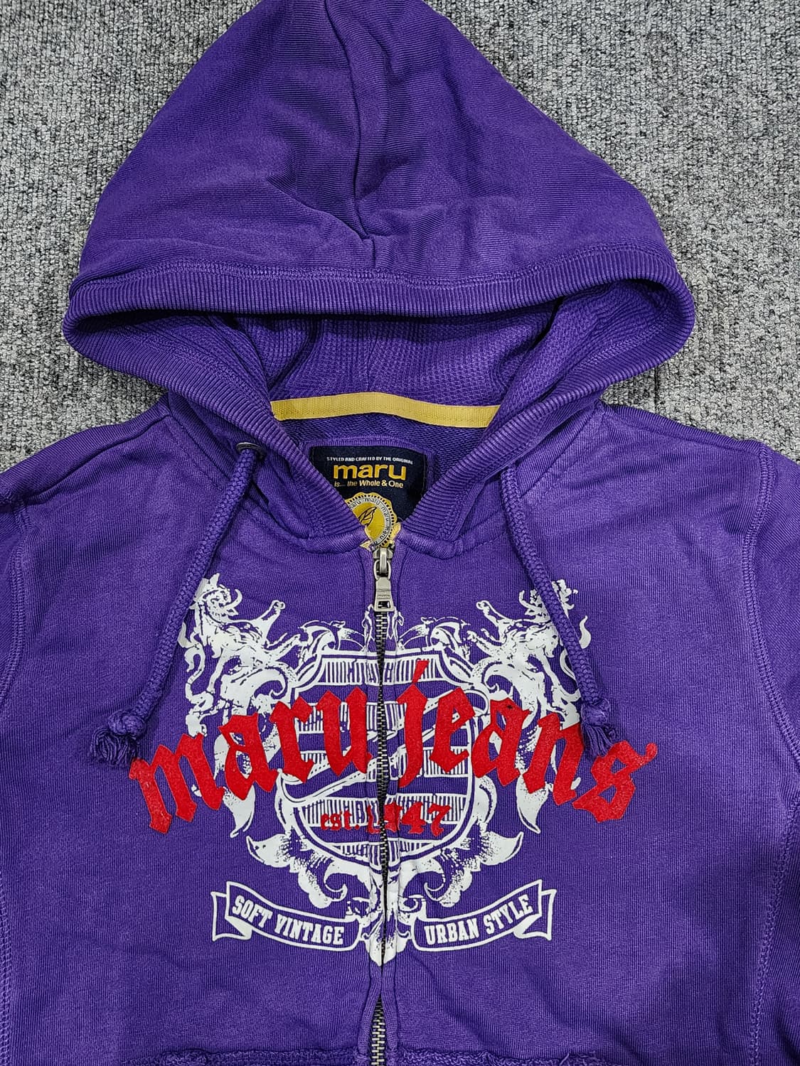 Maru 마루 빈티지 Y2K 올드스쿨 프린팅 후드집업 S 상품이미지4