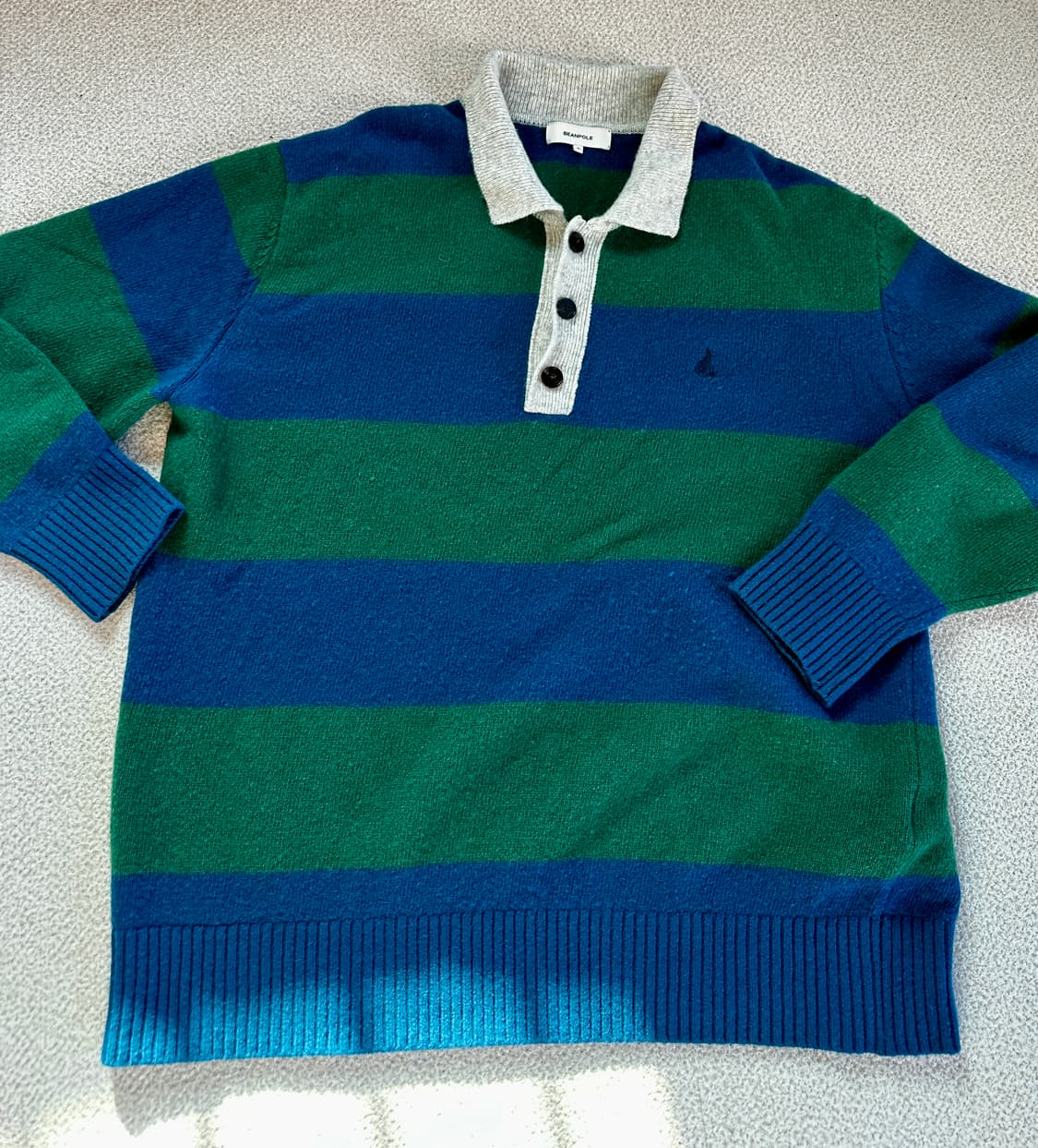 (xl) Unisex 빈폴 맨즈 그린 럭비 보더 카라 풀오버 니트 상품이미지1