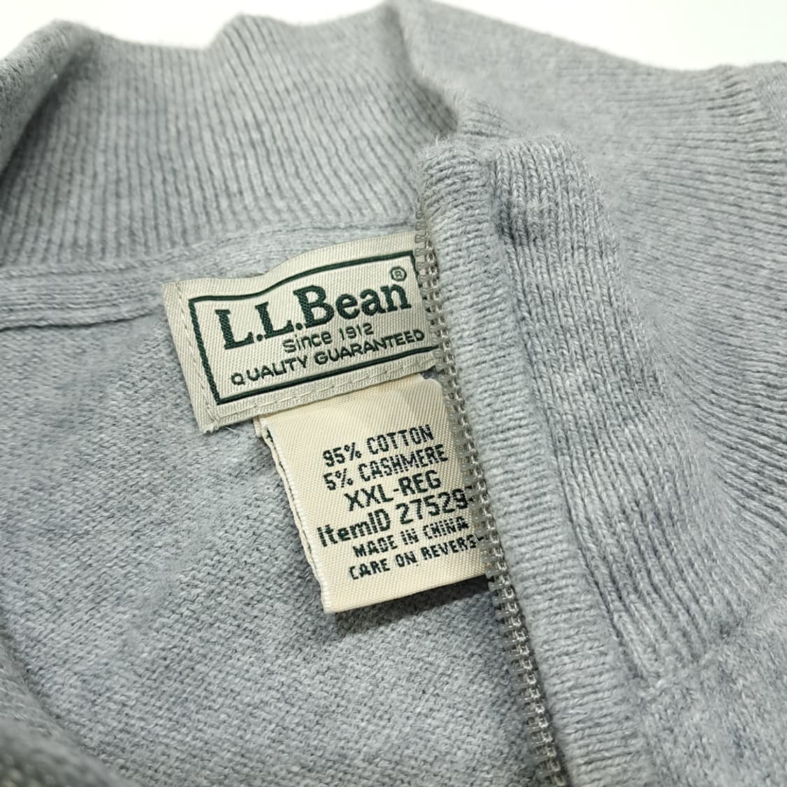 CL411 2XL 엘엘빈 00s 면캐시미어 하프집업 그레이 니트 스웨터 상품이미지4