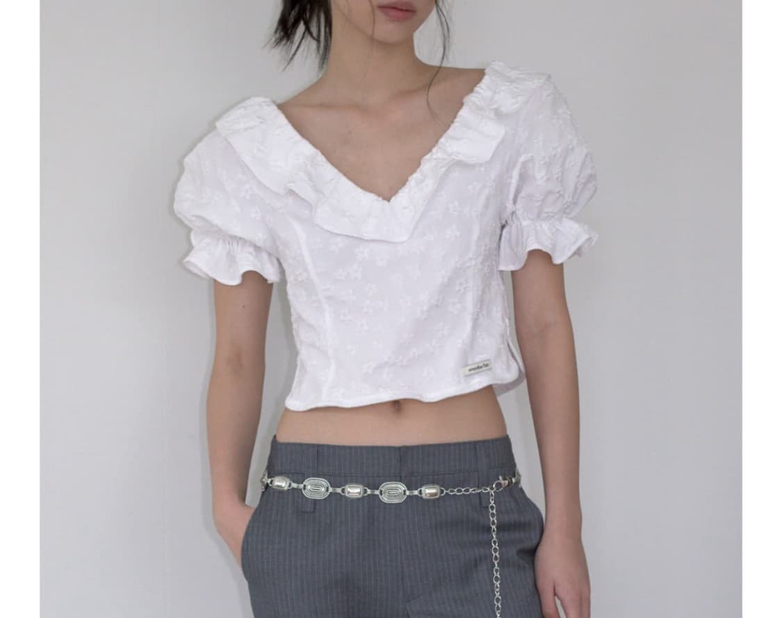 오버듀플레어 러플 자카드 블라우스 최저가 상품이미지1