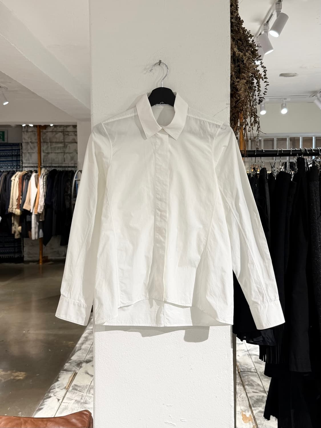 질샌더 화이트 히든 버튼 미니멀 셔츠  상품이미지1