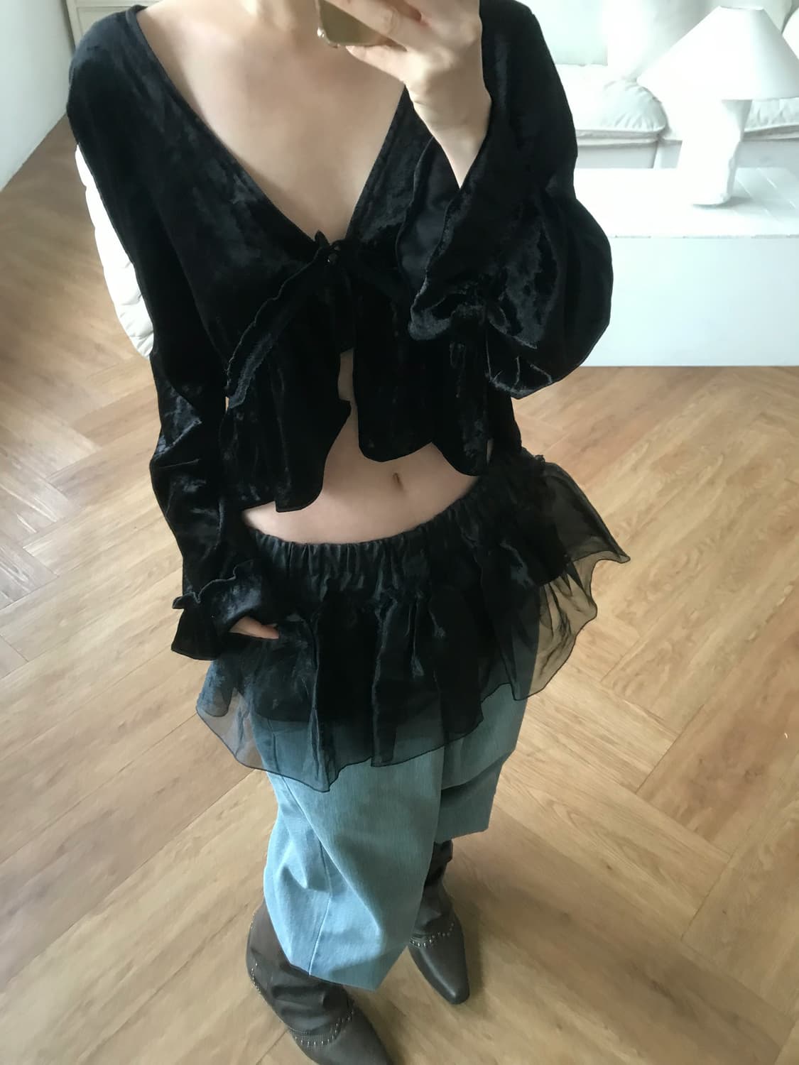 vintage velvet top 상품이미지2