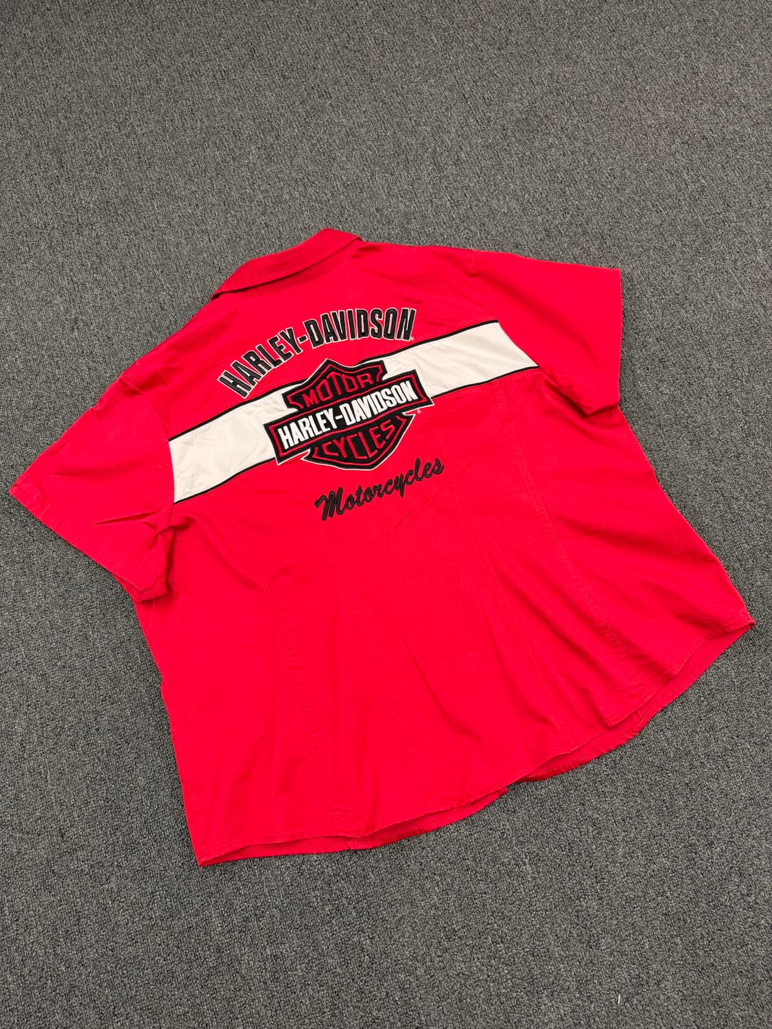 OS)할리데이비슨 빈티지 로고자수 반팔 집업 셔츠 상품이미지5