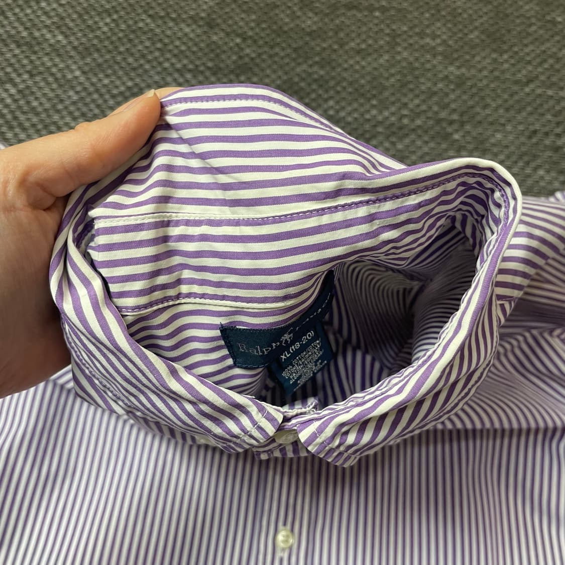 폴로 랄프로렌 퍼플 스트라이프 긴팔 셔츠 XL 상품이미지4