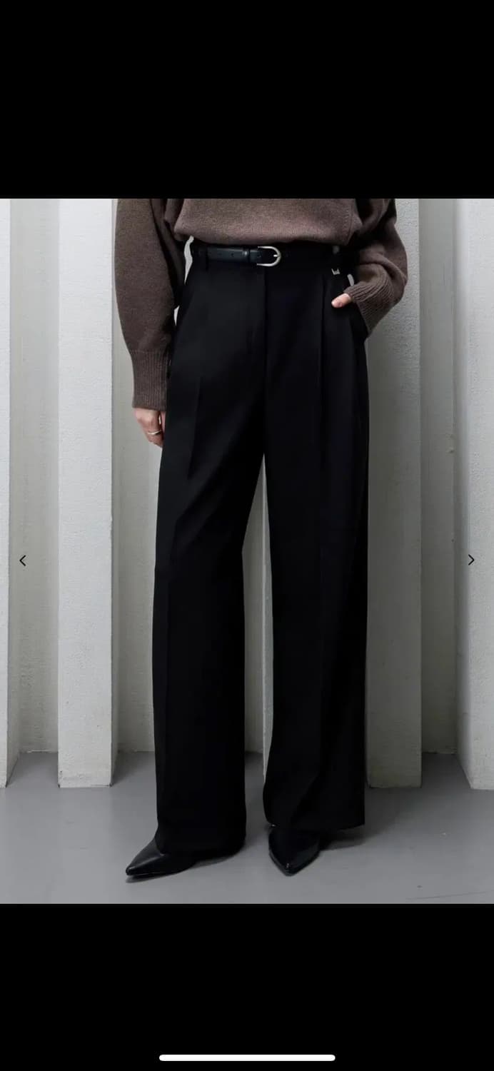 문트 모스 하이웨스트 와이드 슬랙스 화이트, 블랙 m 상품이미지5