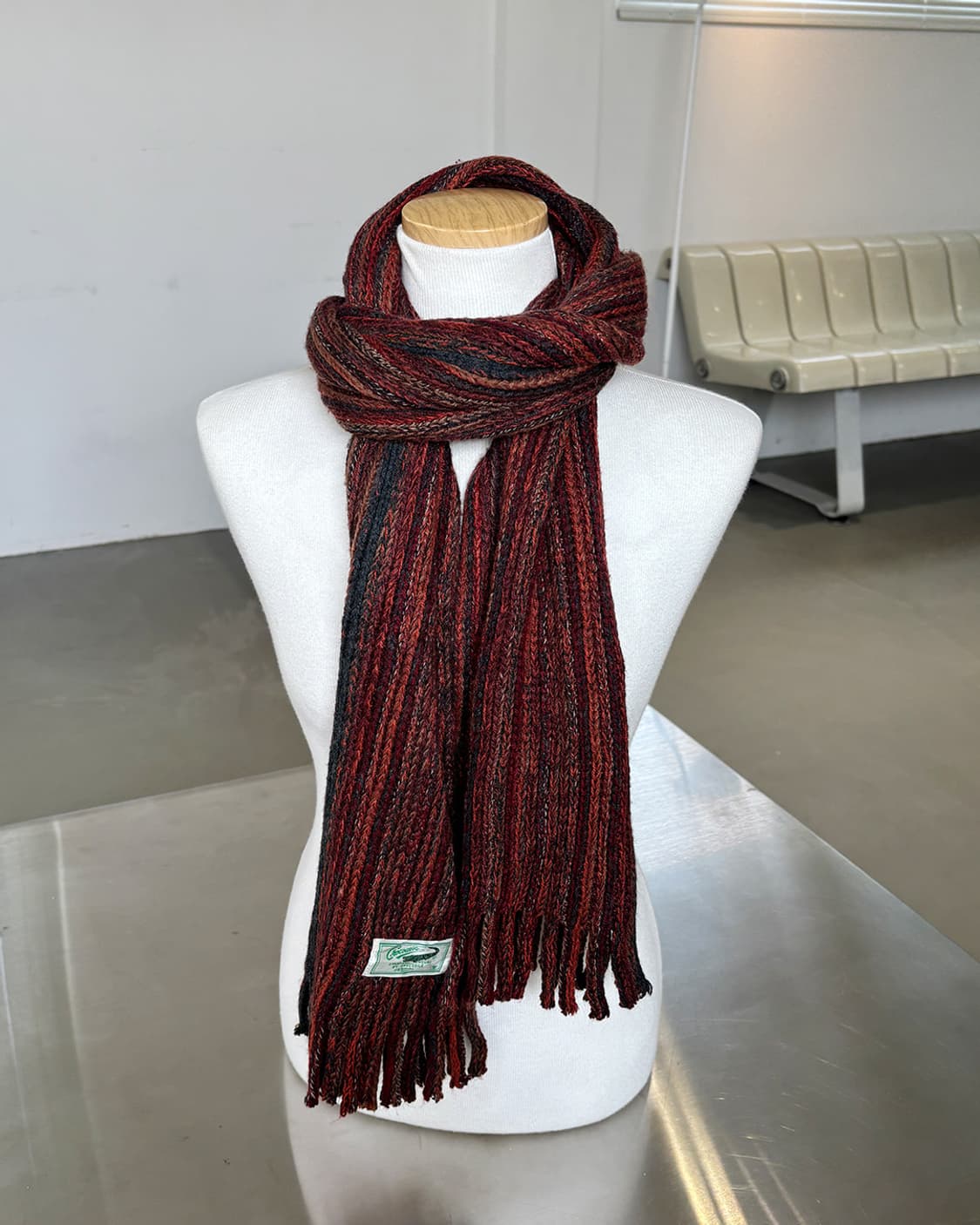 japan crocodile vintage red mix muffler 상품이미지4