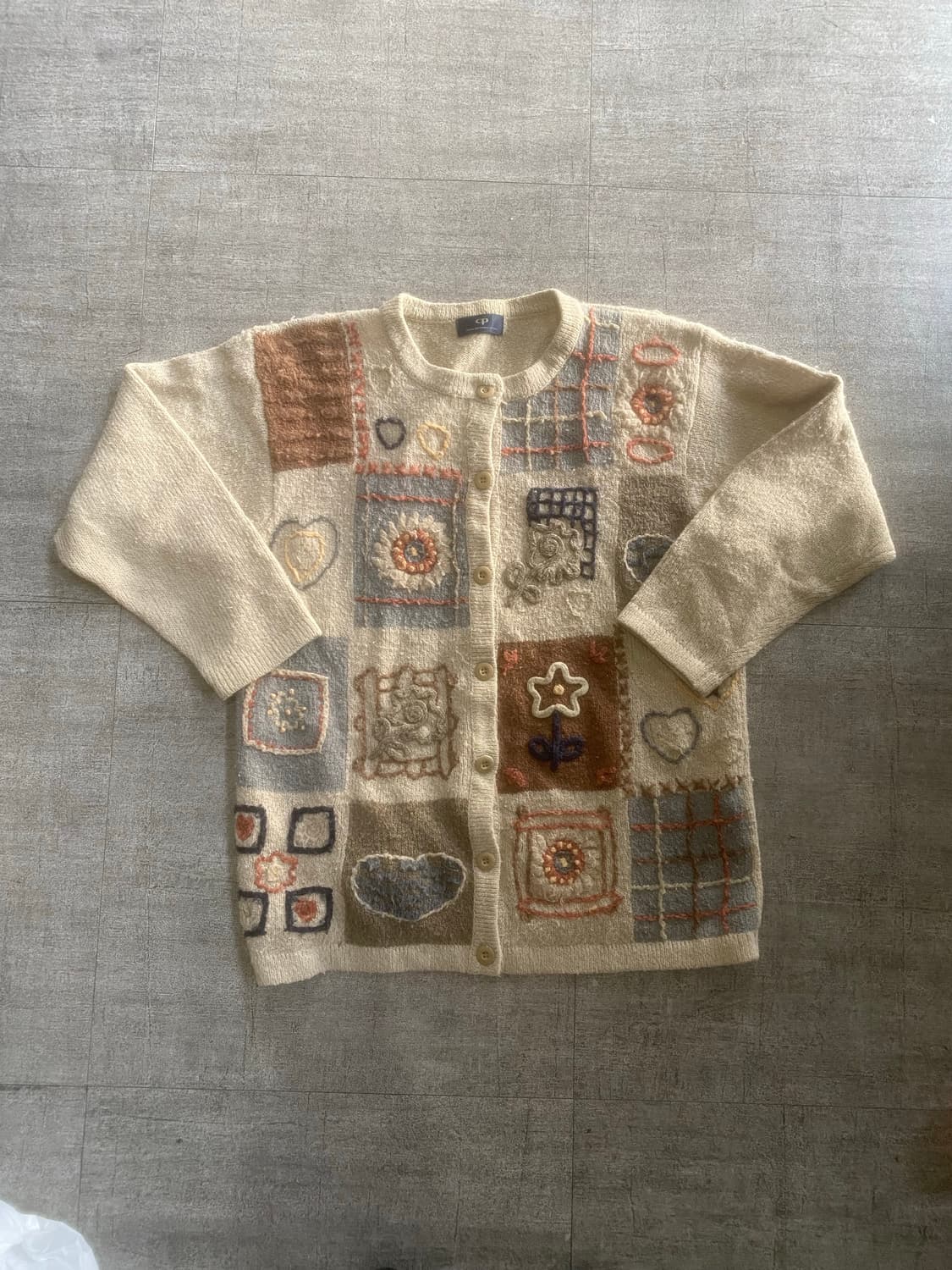 일본빈티지 Cptokyo 하구미모리걸 할메카지너드남 패턴 니트가디건 상품이미지1