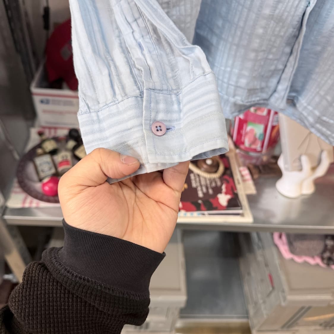 아르마니 익스체인지 스카이 블루 스트라이프 셔츠 XL 상품이미지6