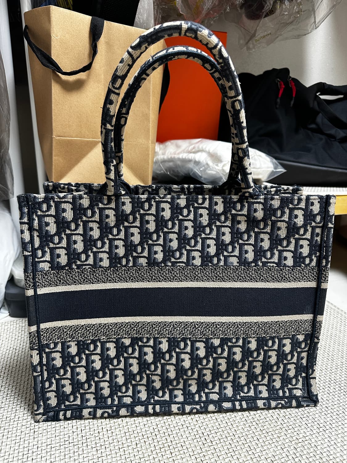 [미디움/새상품급] 디올 오블리크 네이비 토트백 감정서보유 상품이미지2