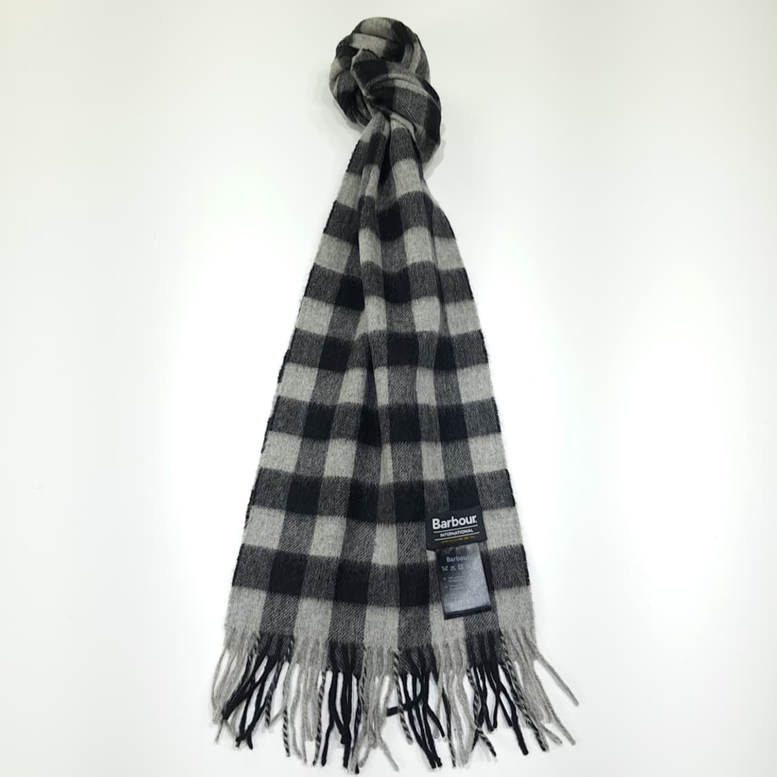 MX472 바버 램스울 인터내셔널 체크 그레이 머플러 목도리 상품이미지1
