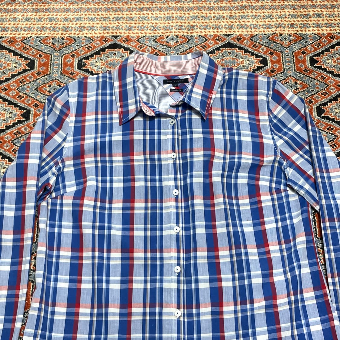 타미힐피거 블루 마드라스체크 셔츠 여성8 상품이미지2
