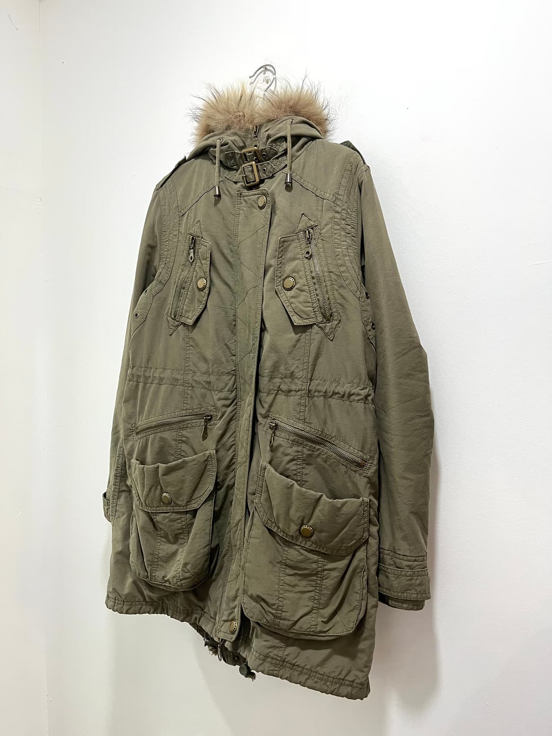 일본 빈티지 카고 포켓 넥버클 퍼야상 자켓 상품이미지3