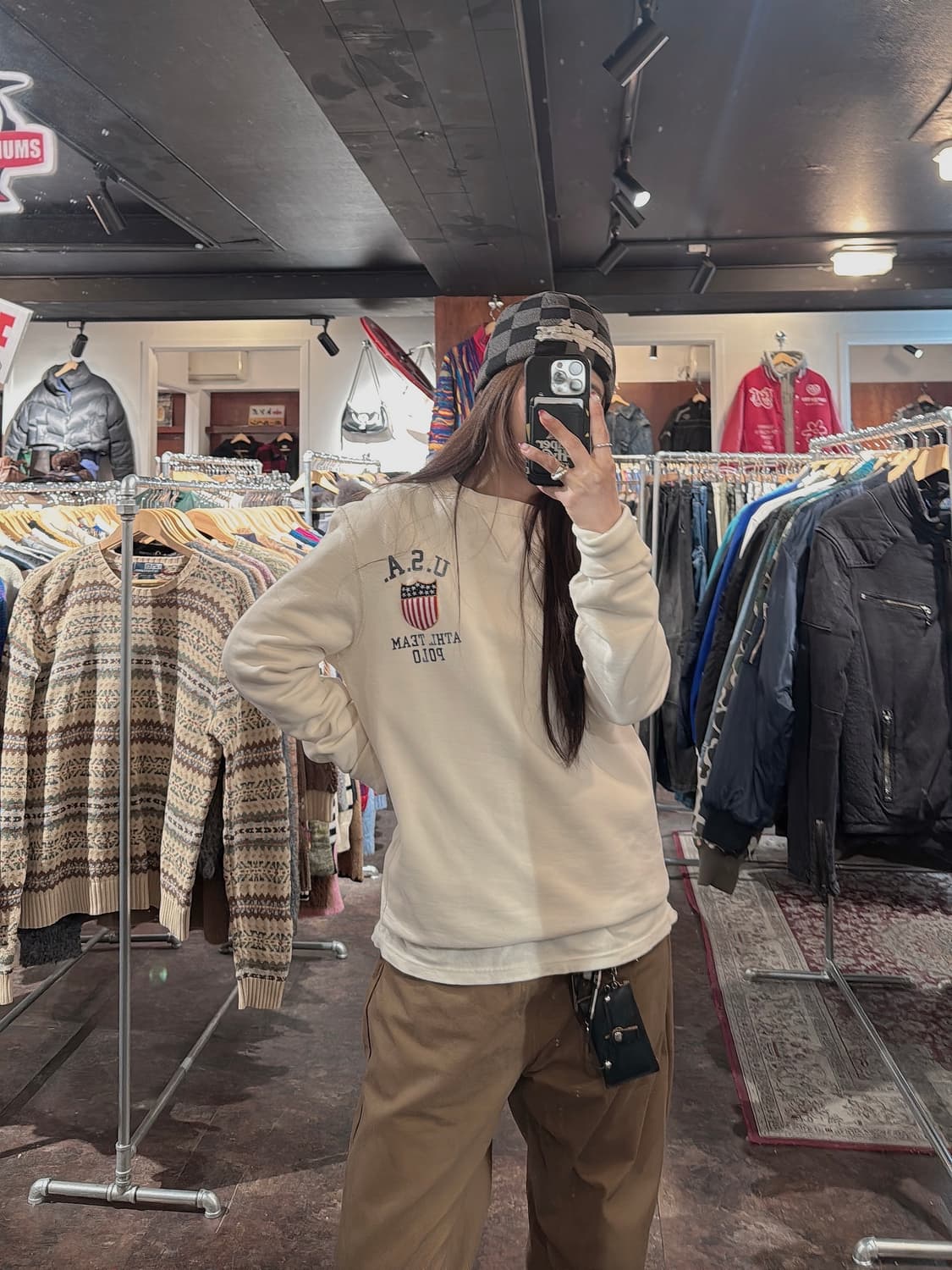 폴로 랄프로렌 team polo USA 빈티지 아이보리 기모 맨투맨 S 상품이미지6