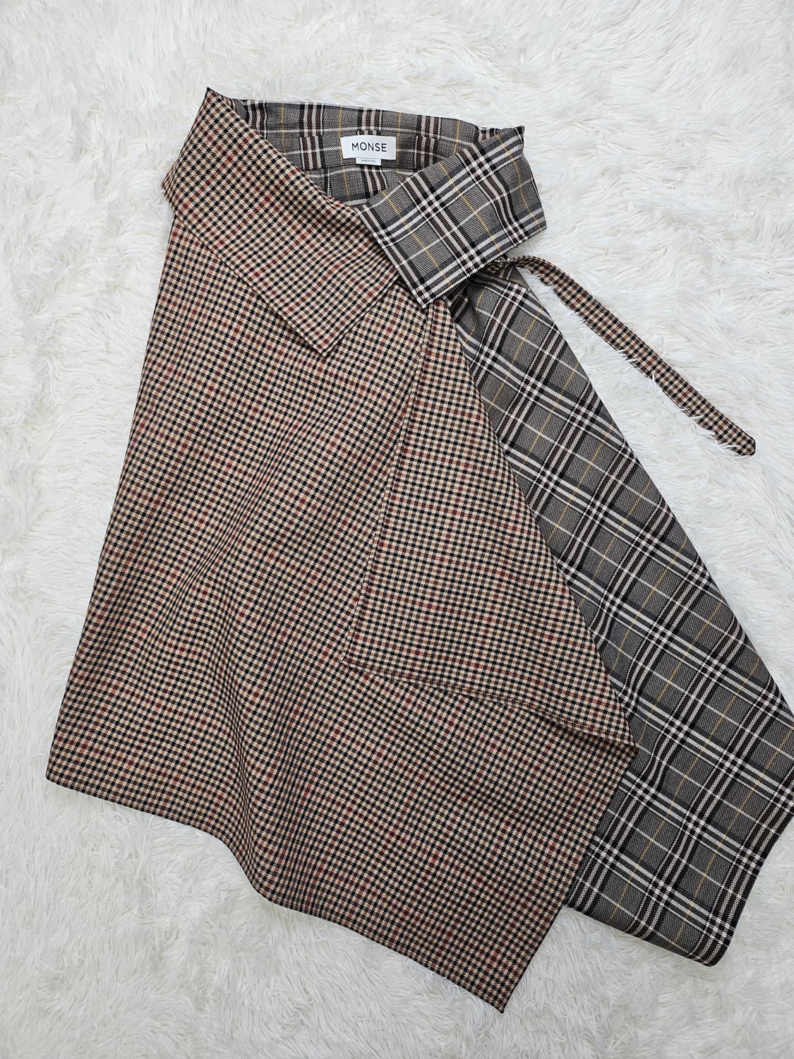 몬스 MONSE 믹스 체크 울 블랭킷 랩 스커트 0 상품이미지3