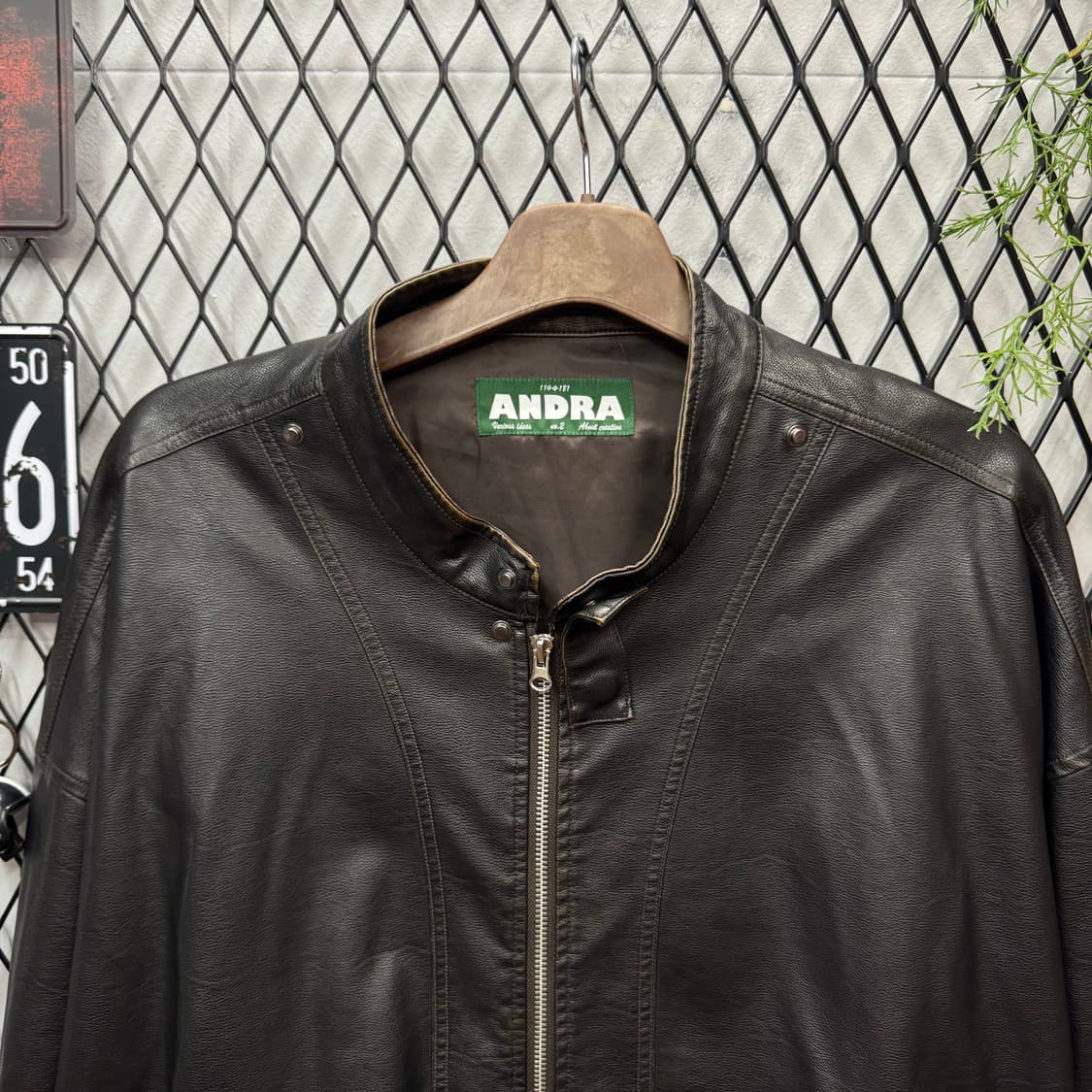 90s JPN VINTAGE 리얼 레더 블루종 자켓 블랙 상품이미지3