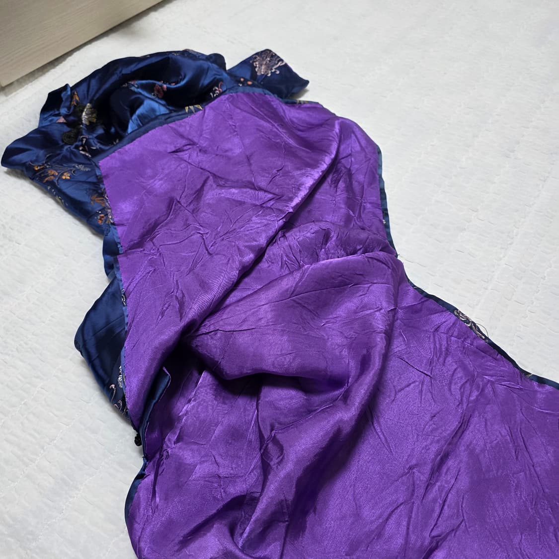 중국빈티지)블루 자수 치파오 롱원피스 상품이미지2