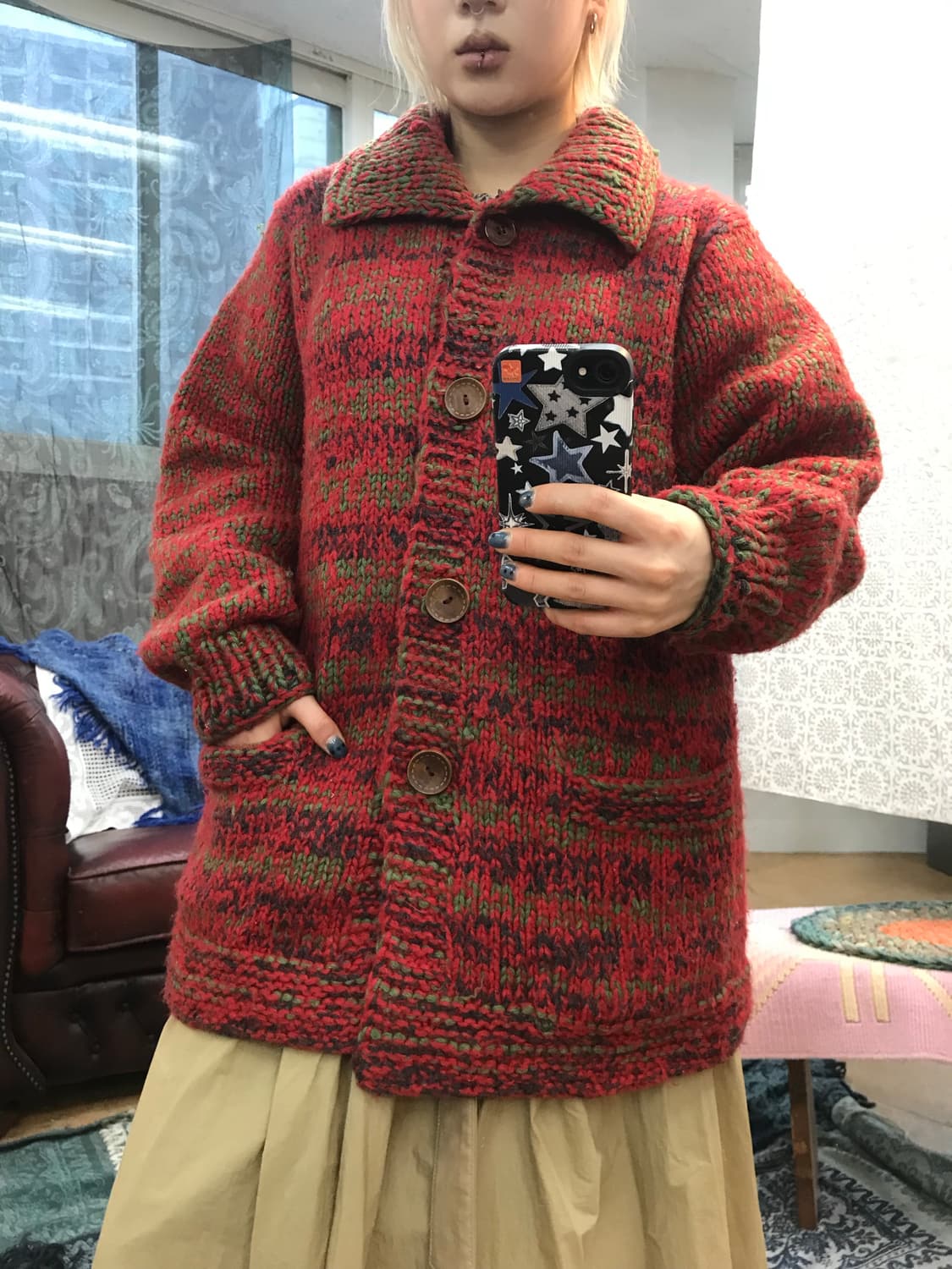 빈티지 포켓 니트 가디건  상품이미지1