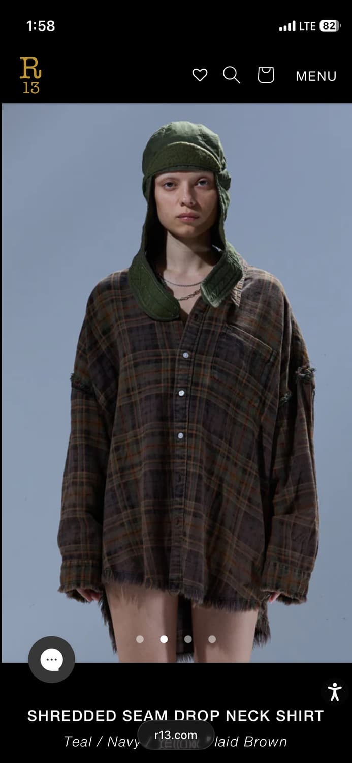 R13 슈레디드 심 셔츠 S 새상품 상품이미지3