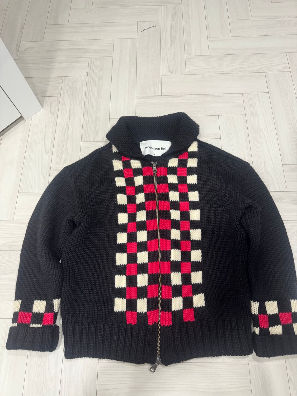 [M] 앤더슨벨 코위찬 블랙 니트 집업 판매 상품이미지1