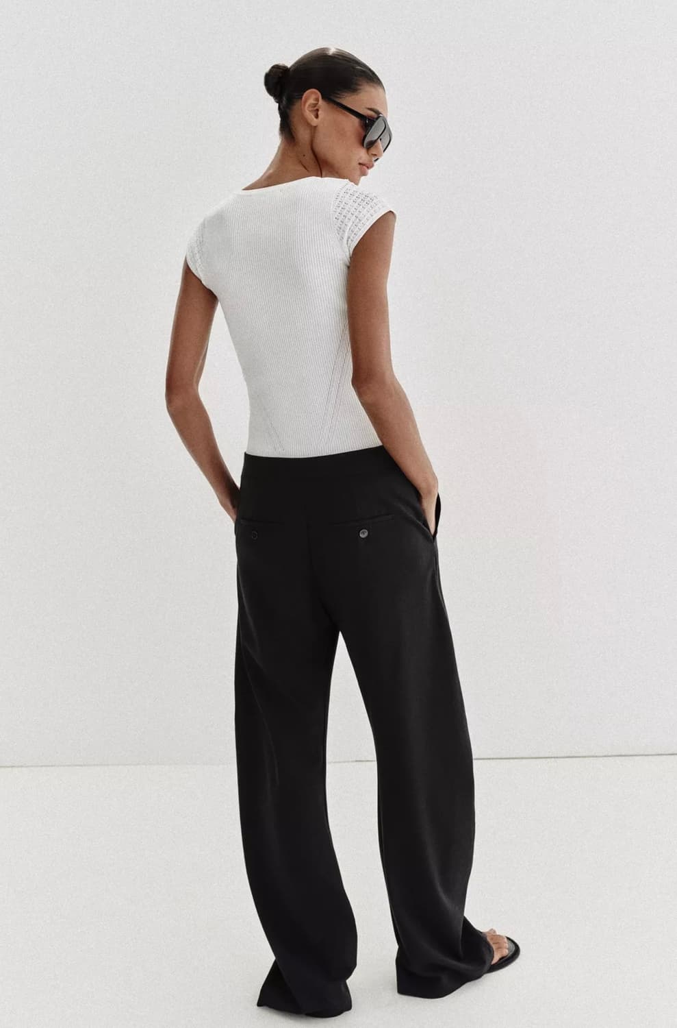ZARA 자라 콤비 슬리브 니트 탑 화이트 상품이미지4