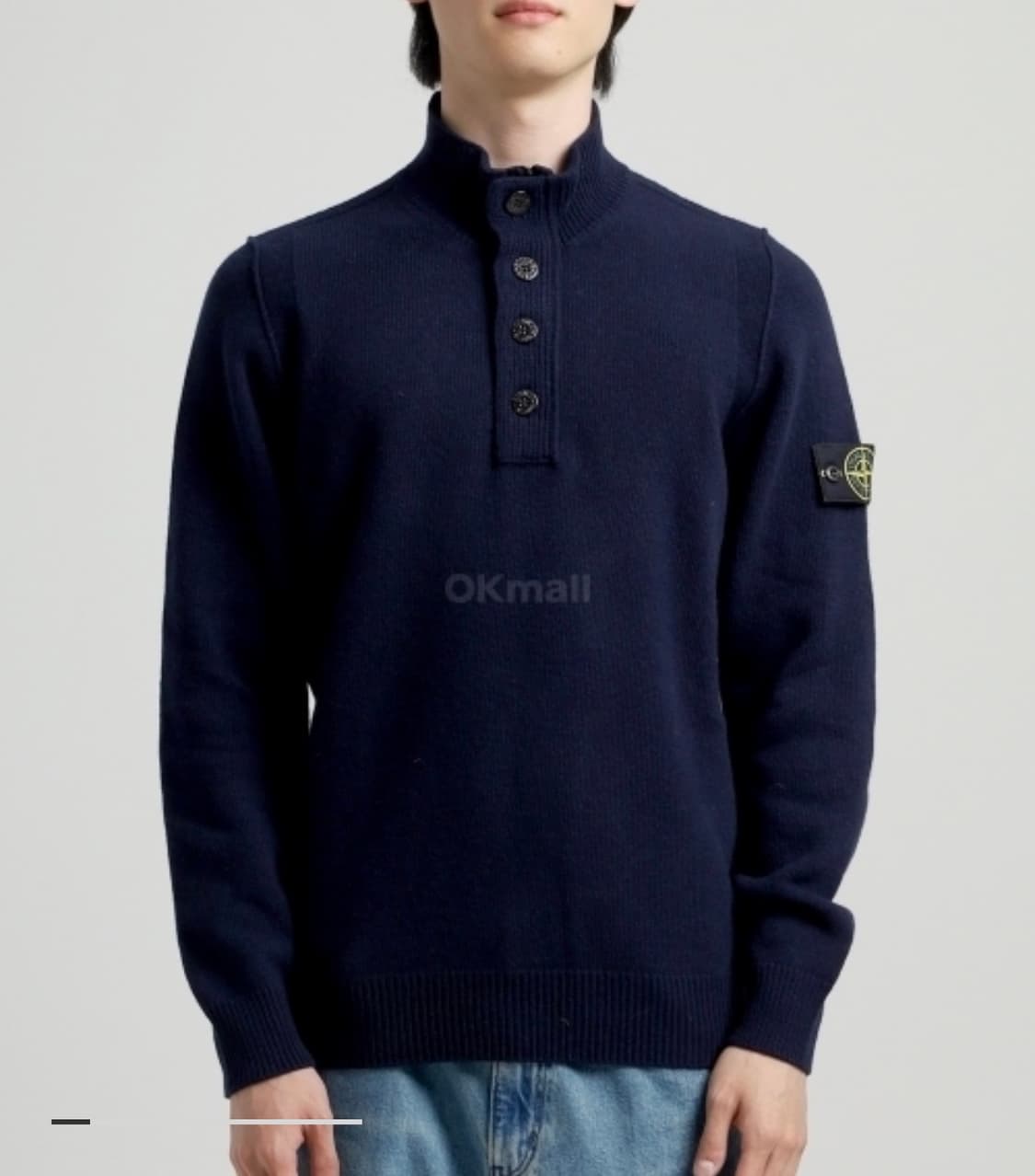 스톤아일랜드 램스울 하프 버튼 스웨터 네이비 상품이미지1